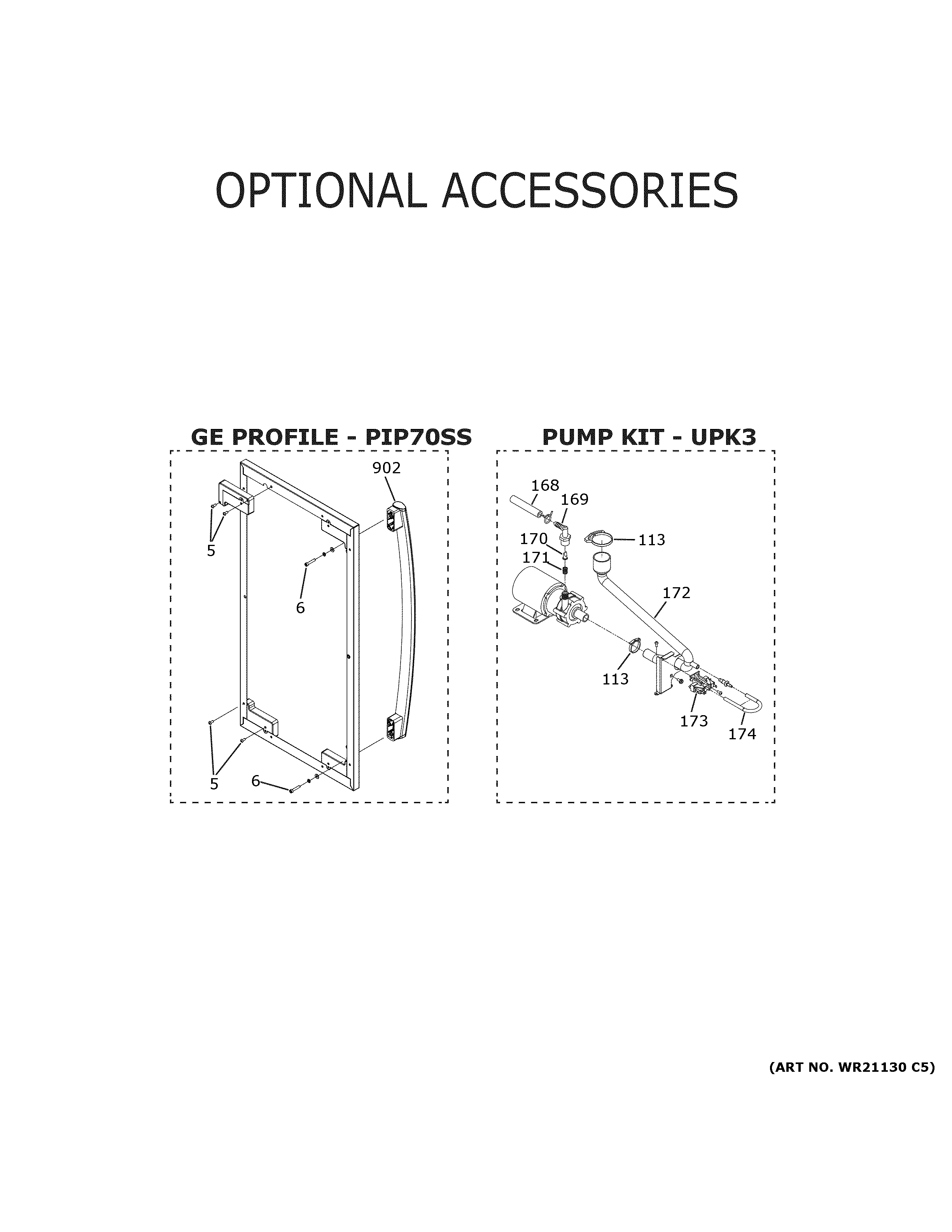 GE UNC15NJBII optional accessories diagram
