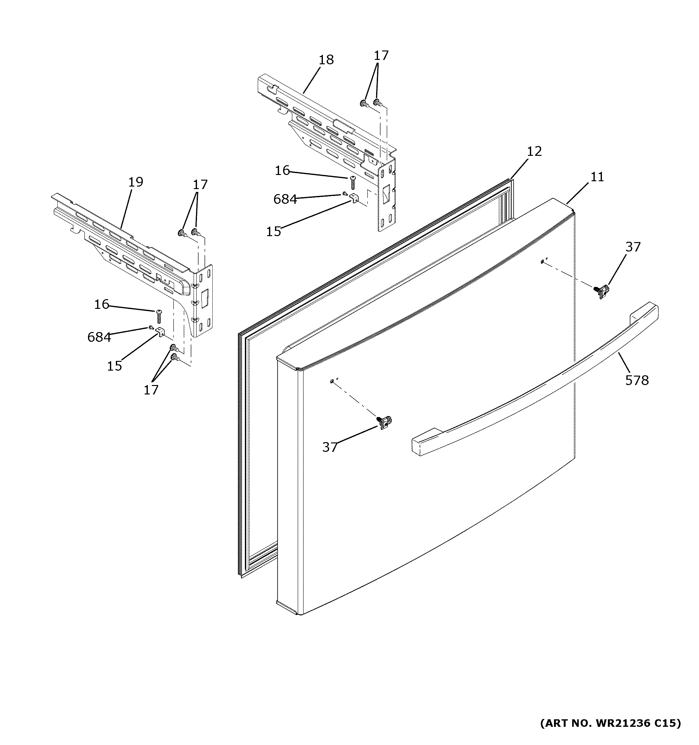 GE GFE26JEMPFDS freezer door diagram