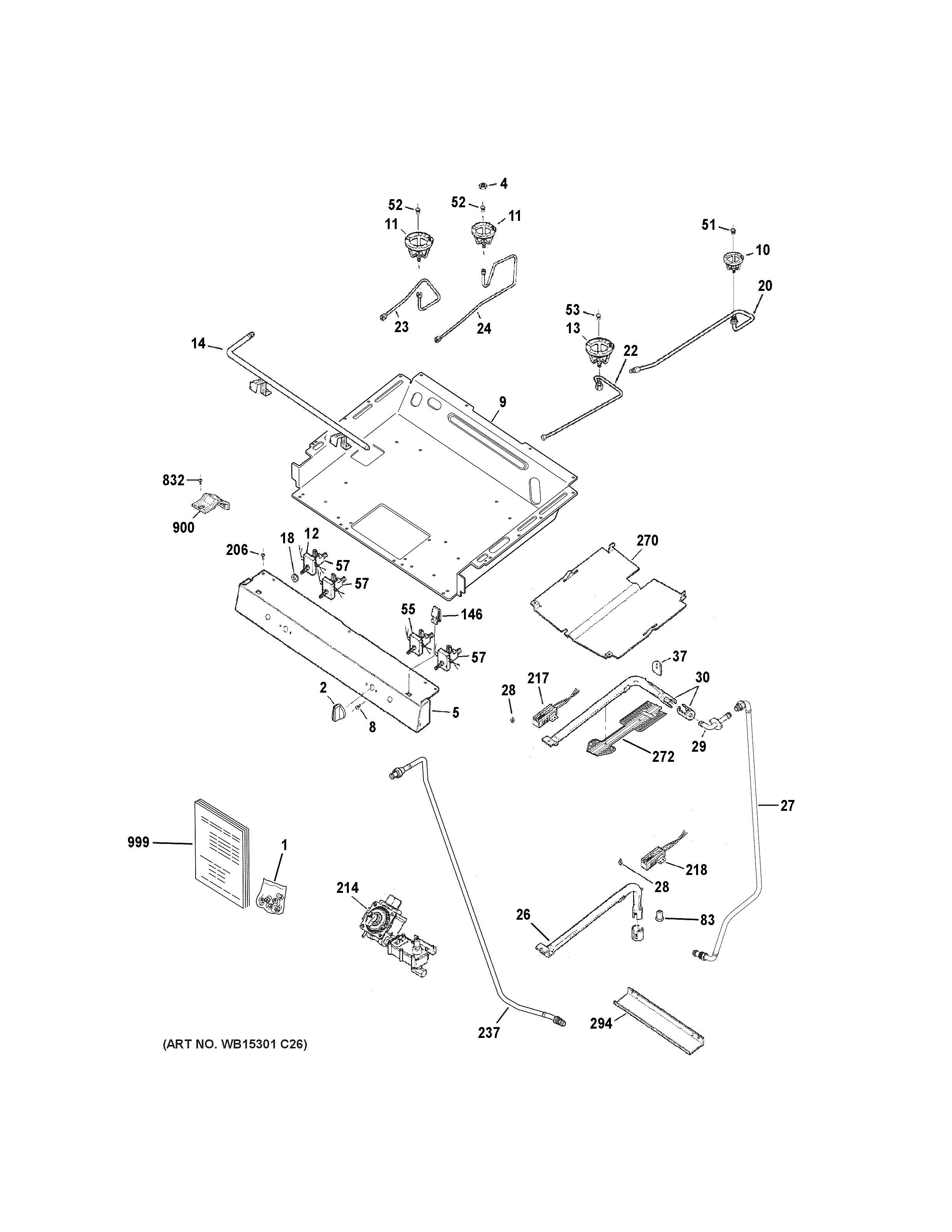 GE JGB620DEF1WW gas & burner parts diagram
