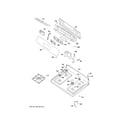 GE JGB620DEF2BB control panel & cooktop diagram