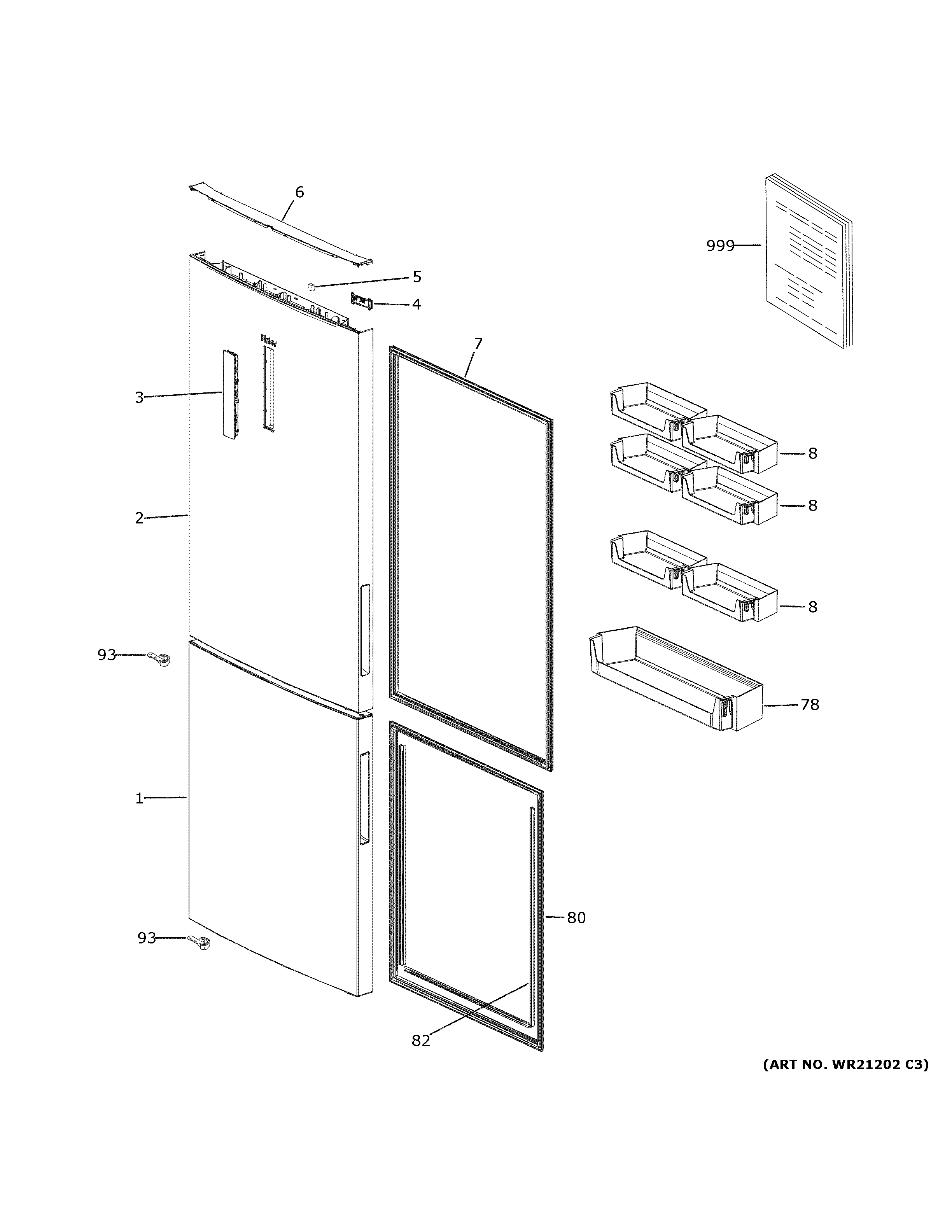 Haier HRB15N3BBGS doors diagram