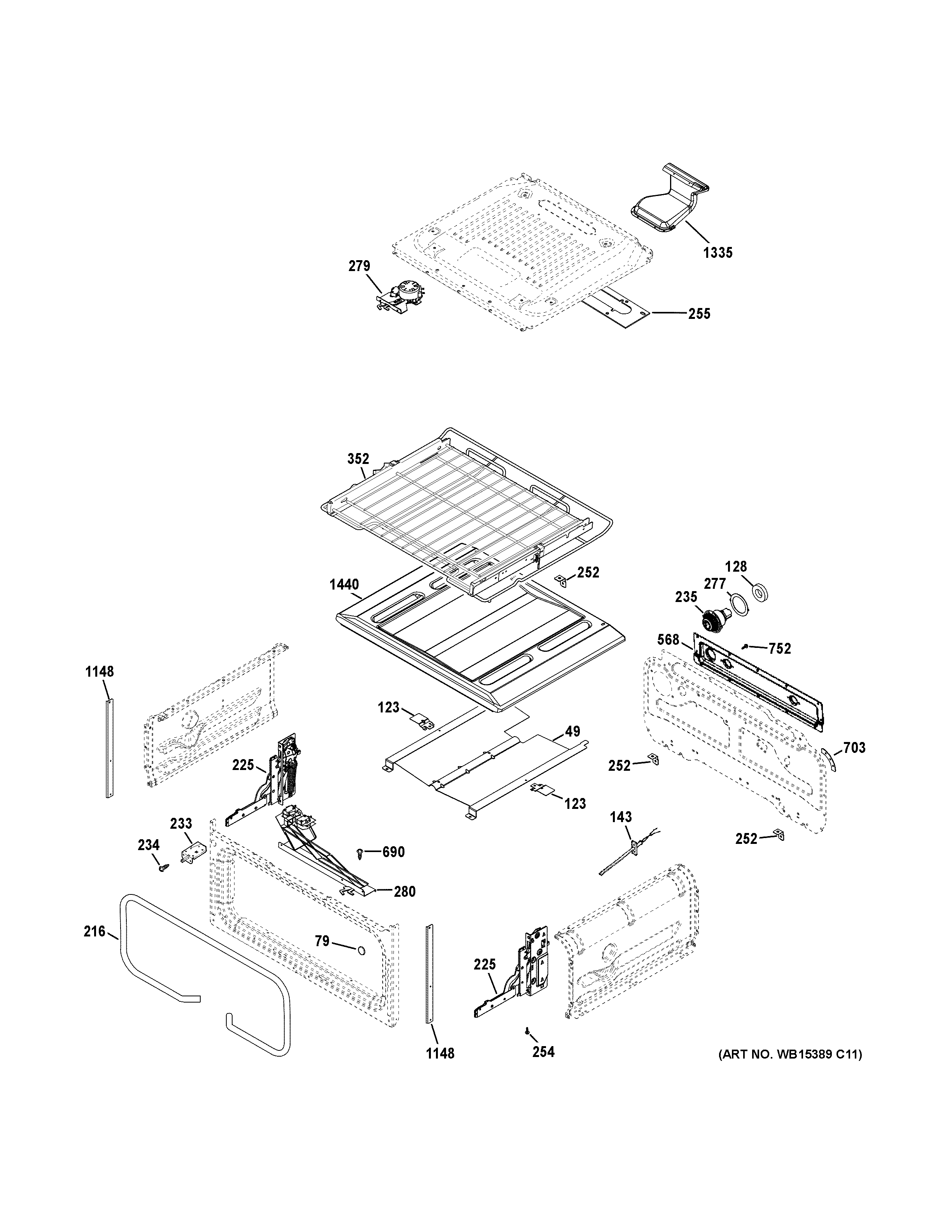 GE PGB950DEF1WW upper oven diagram