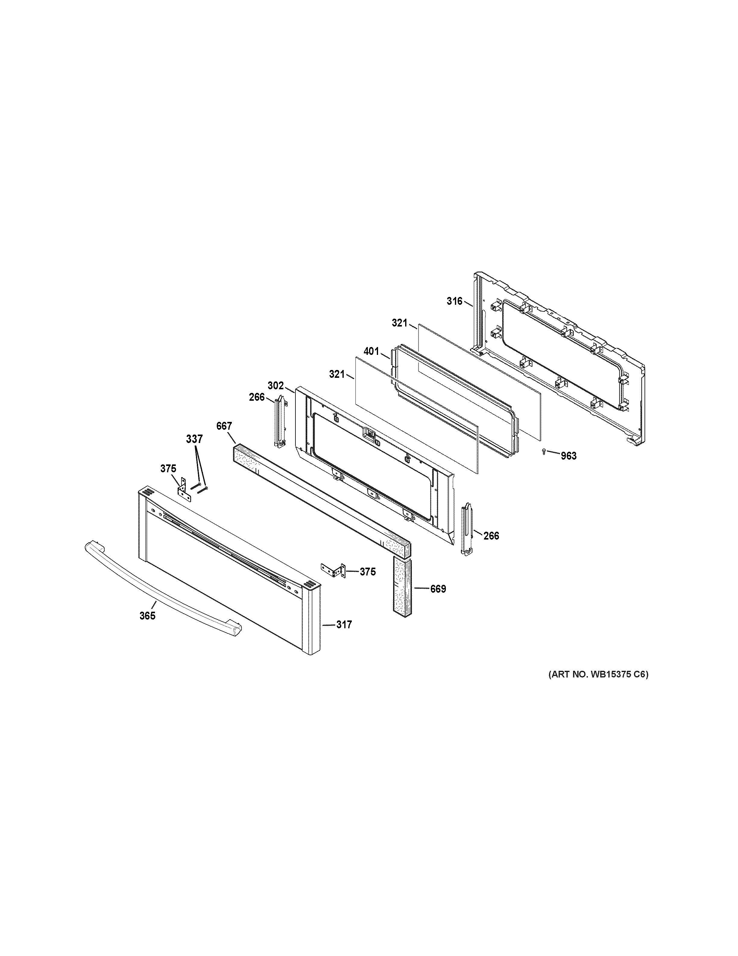 GE PGB950DEF1WW upper door diagram