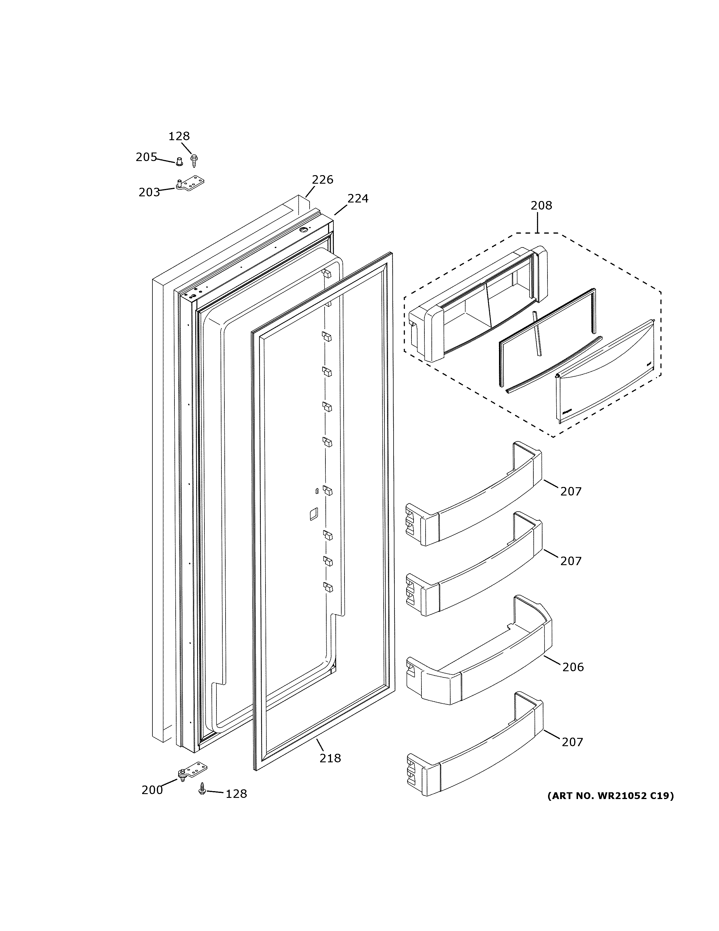 GE ZISS480NNBSS fresh food door diagram