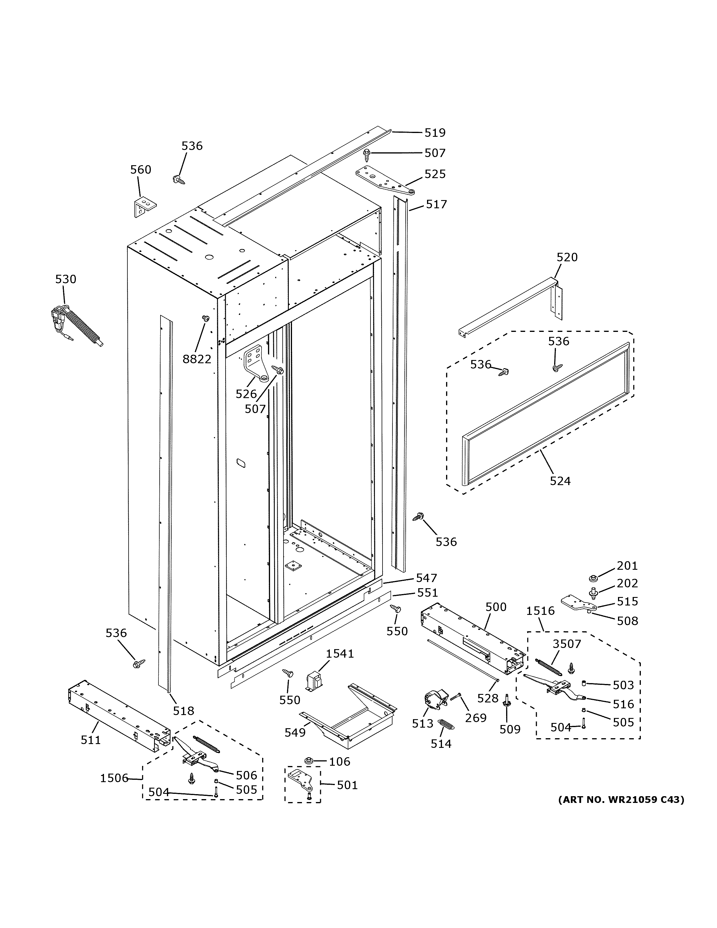 GE CSB42WP2RES1 case parts diagram