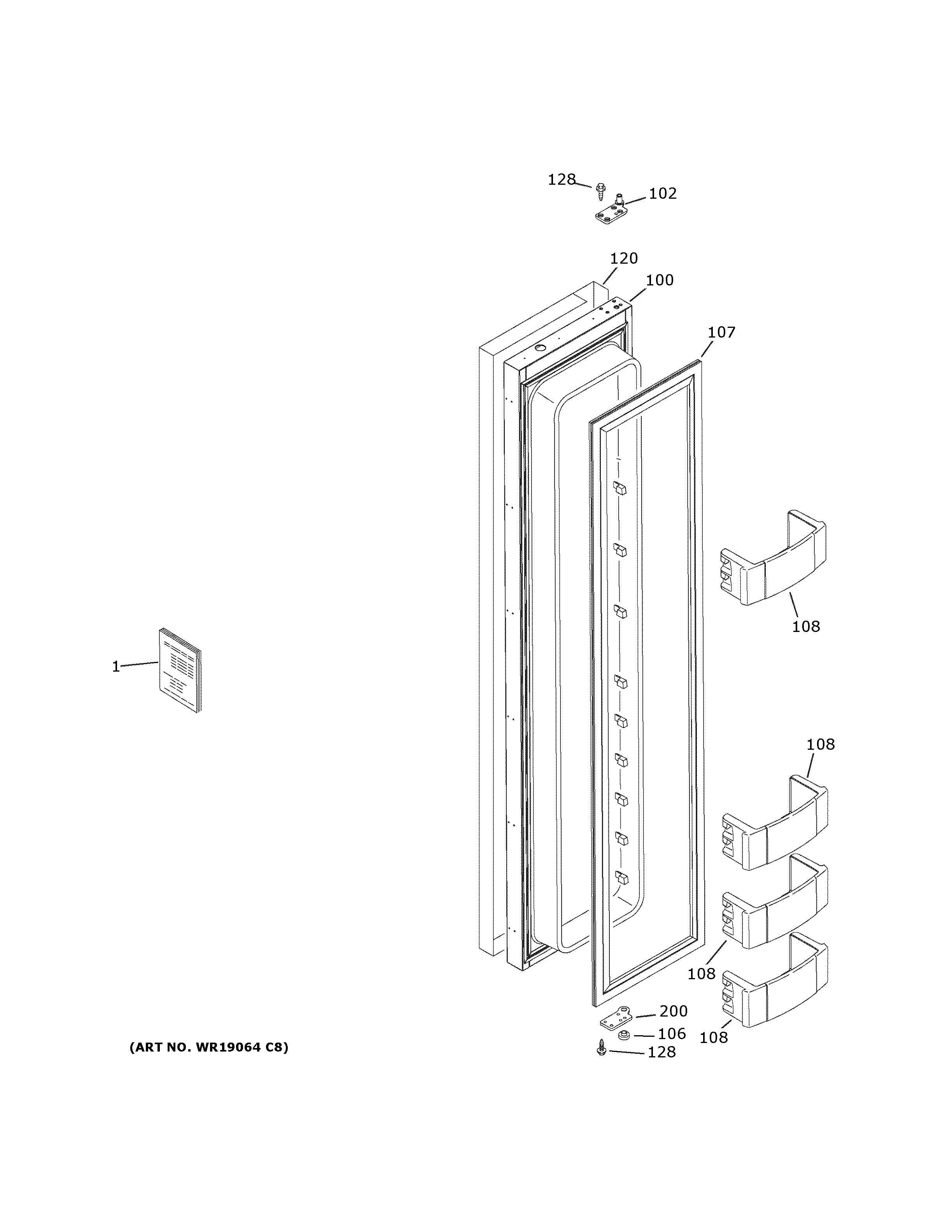 GE ZISS420NPESS freezer door diagram