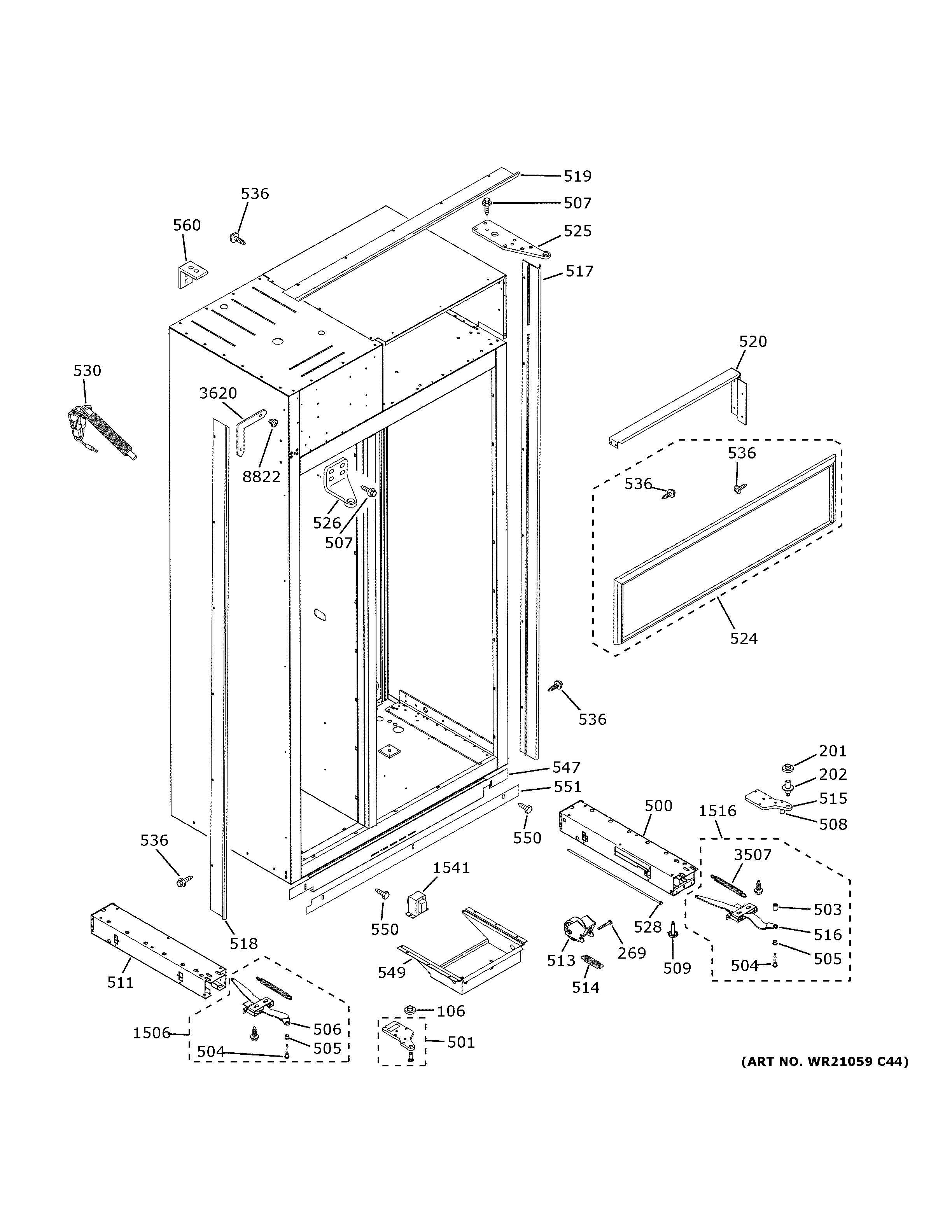 GE ZISB360DPEII case parts diagram
