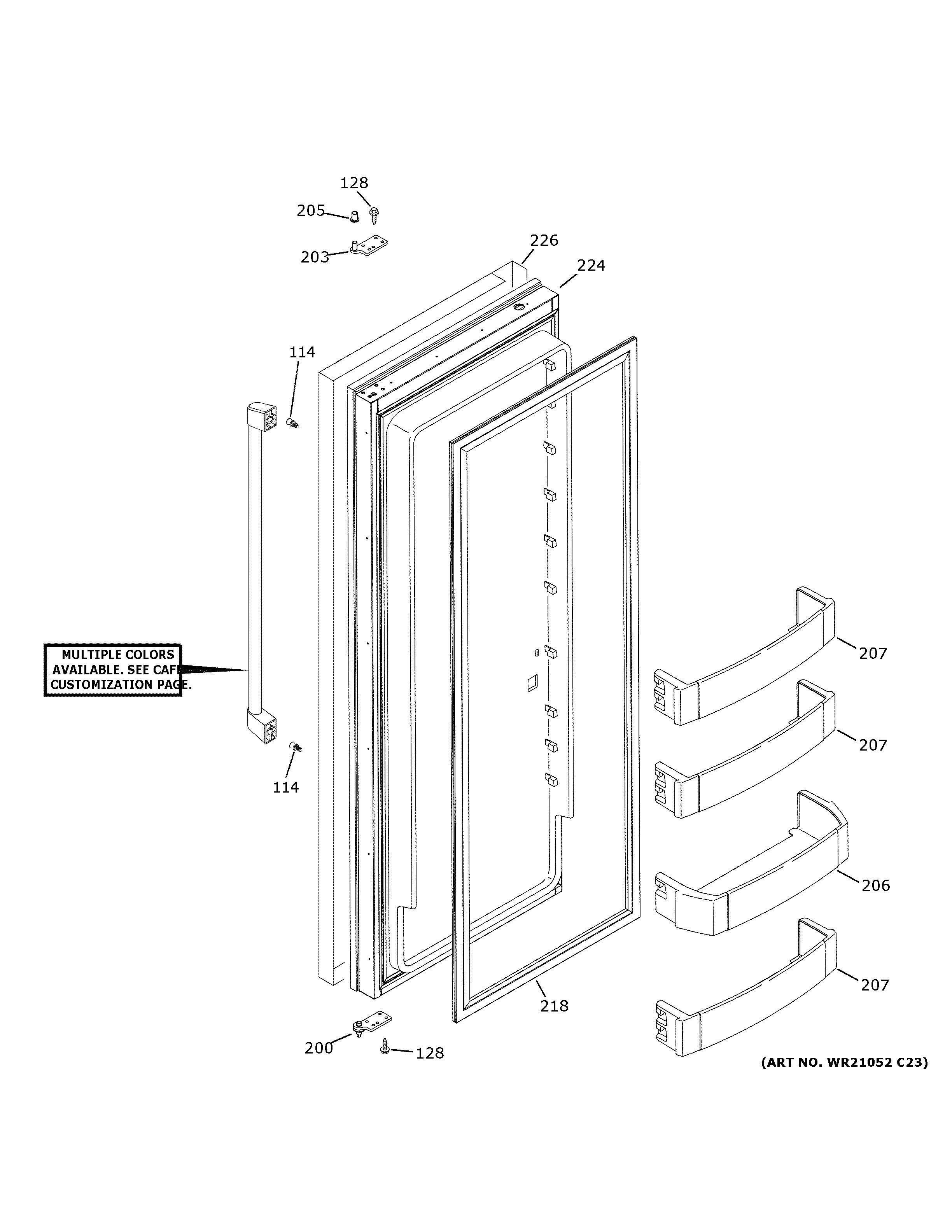 GE CSB42YP2RES1 fresh food door diagram