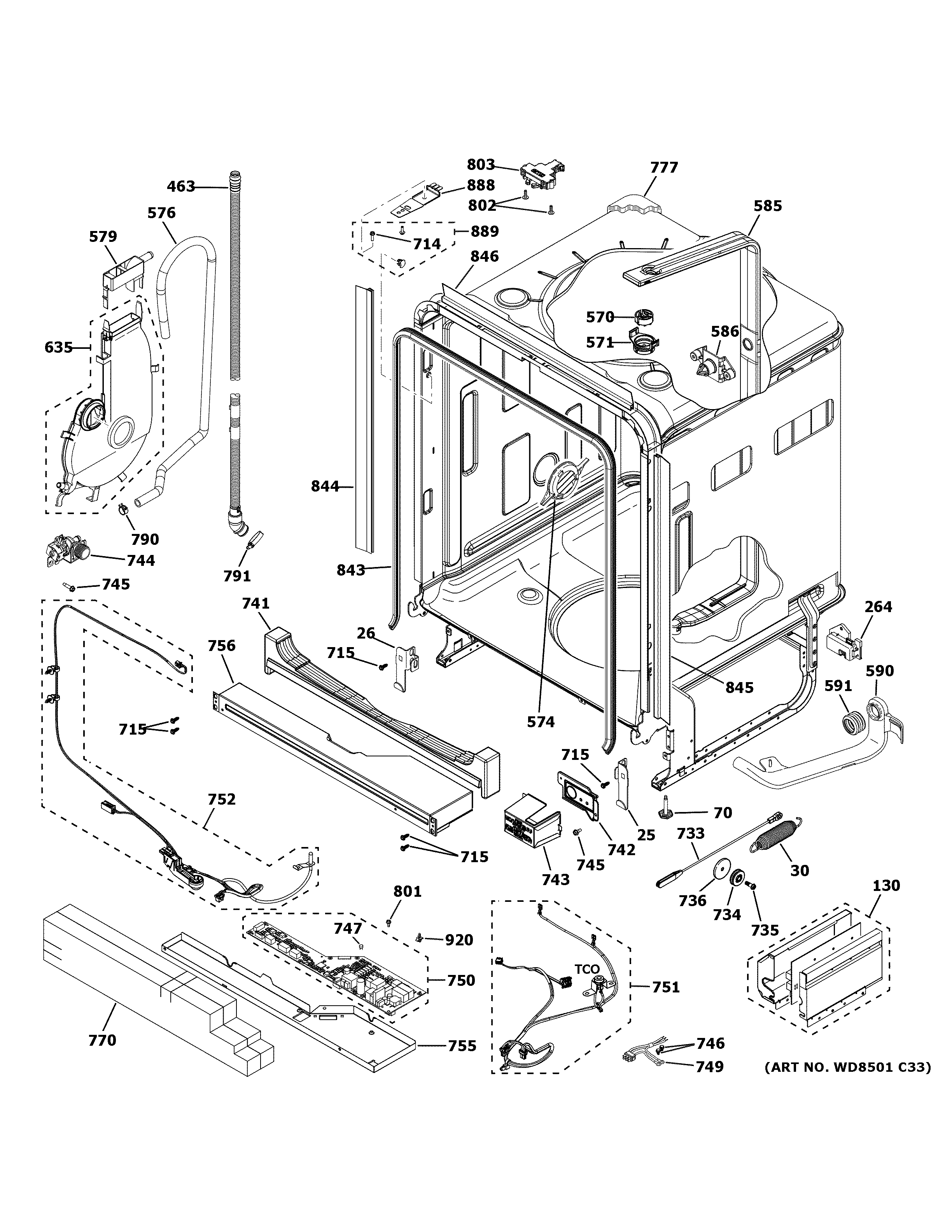 GE PDT775SBN3TS body parts (1) diagram