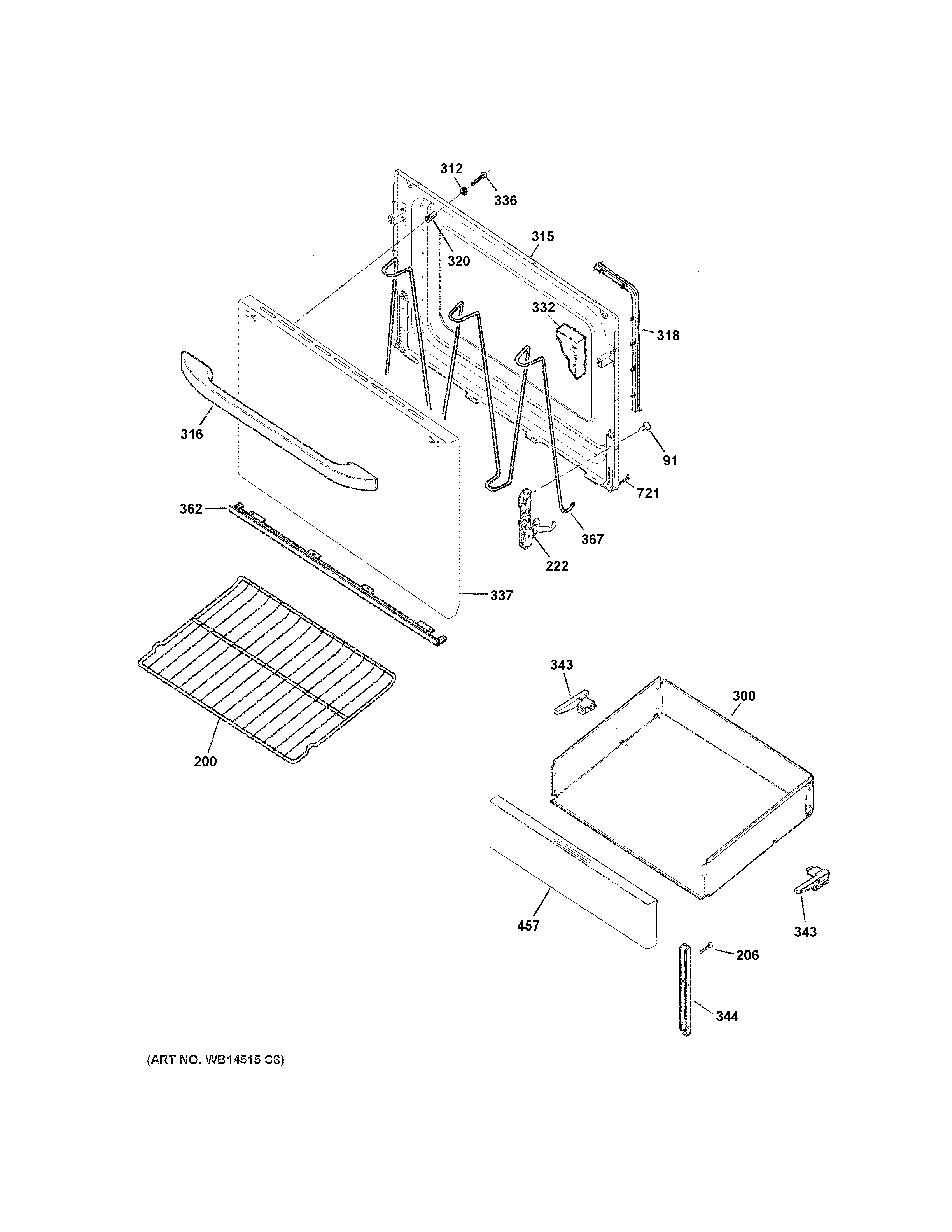 Hotpoint RBS160DM2BB door & drawer parts diagram