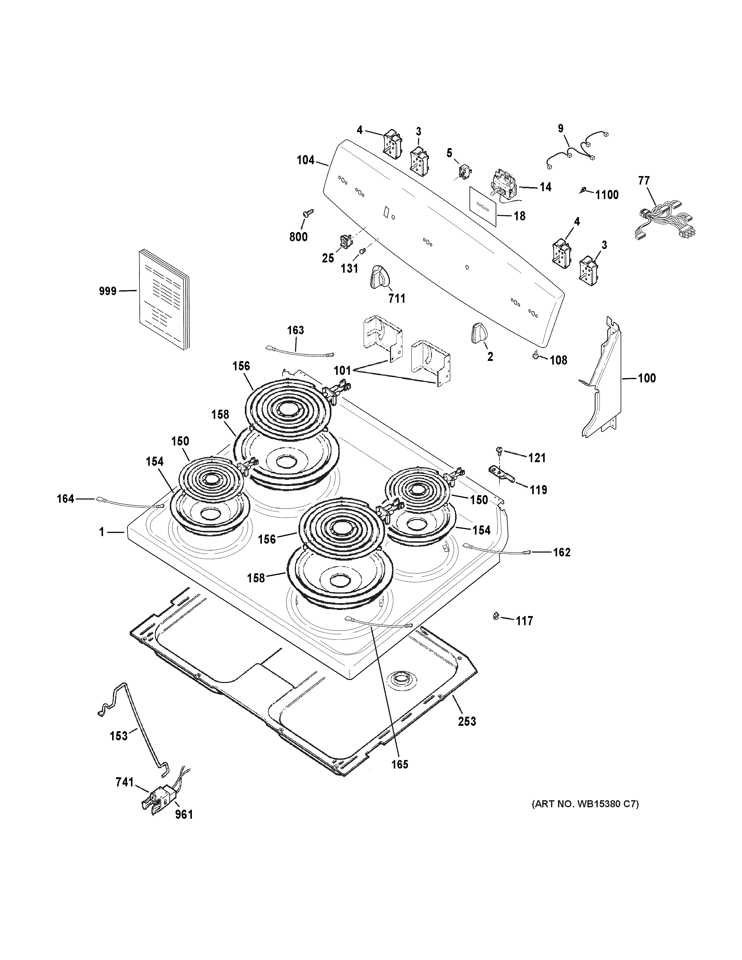 GE JBS160DM1BB control panel & cooktop diagram