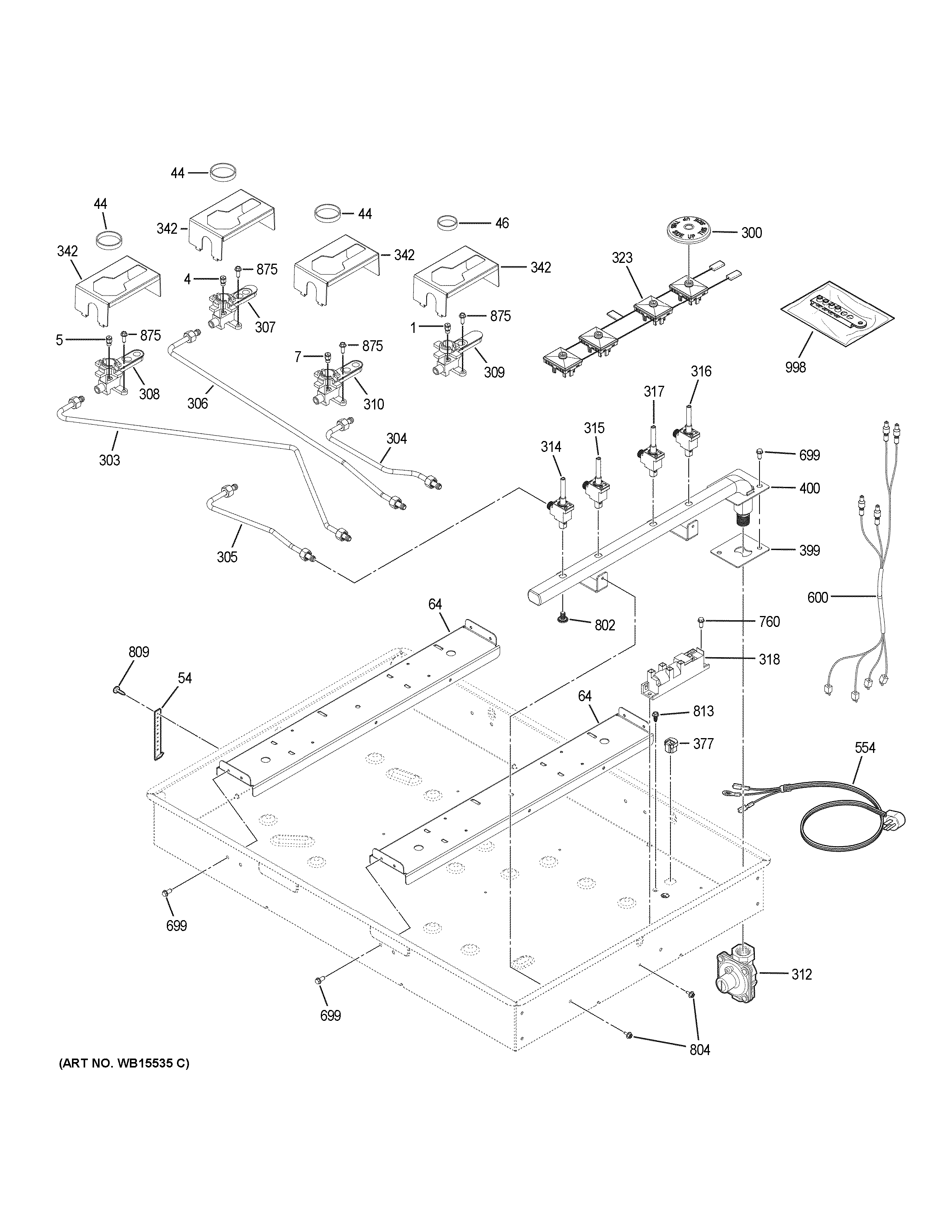 GE JGP5530SL1SS gas & burner parts diagram
