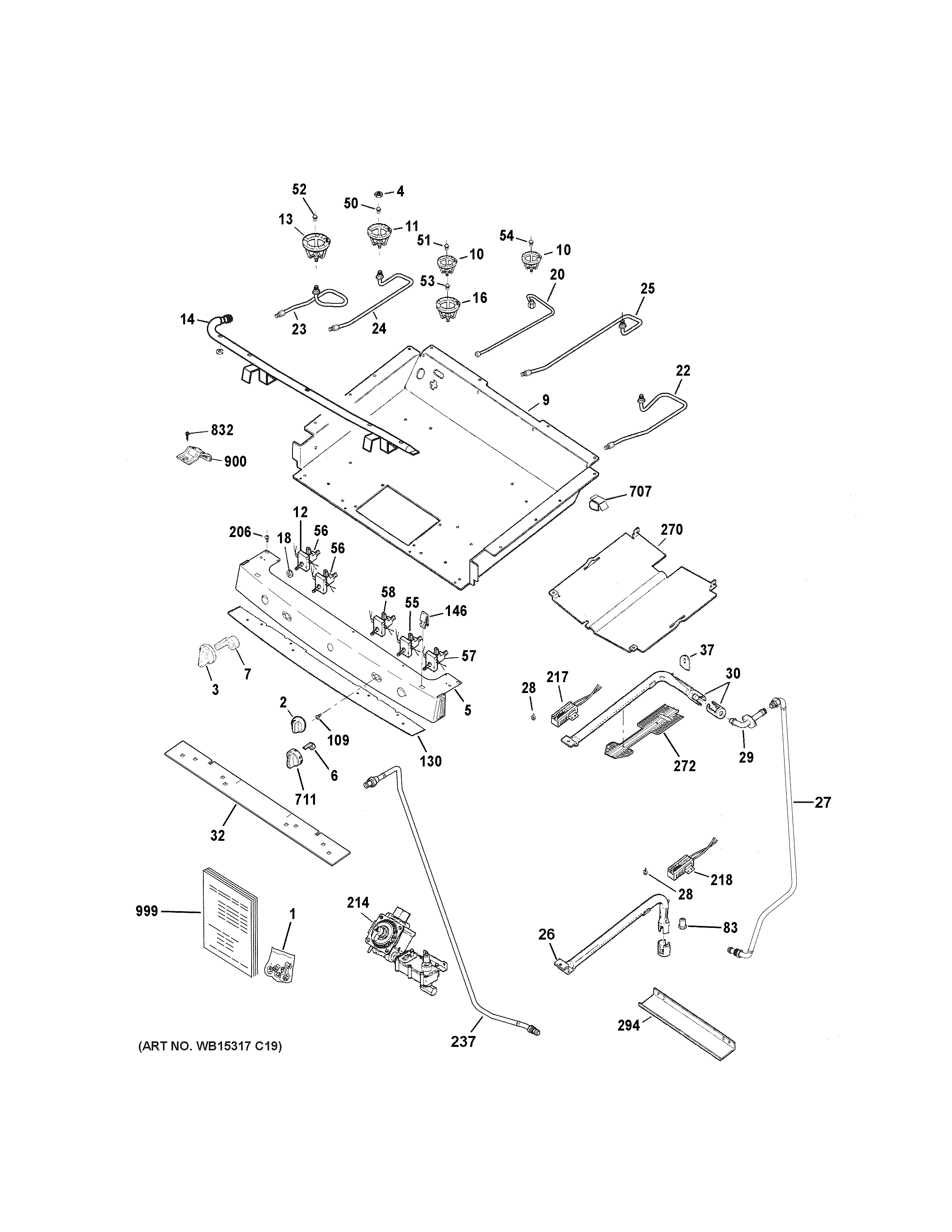 GE JGB760SEF1SS gas & burner parts diagram