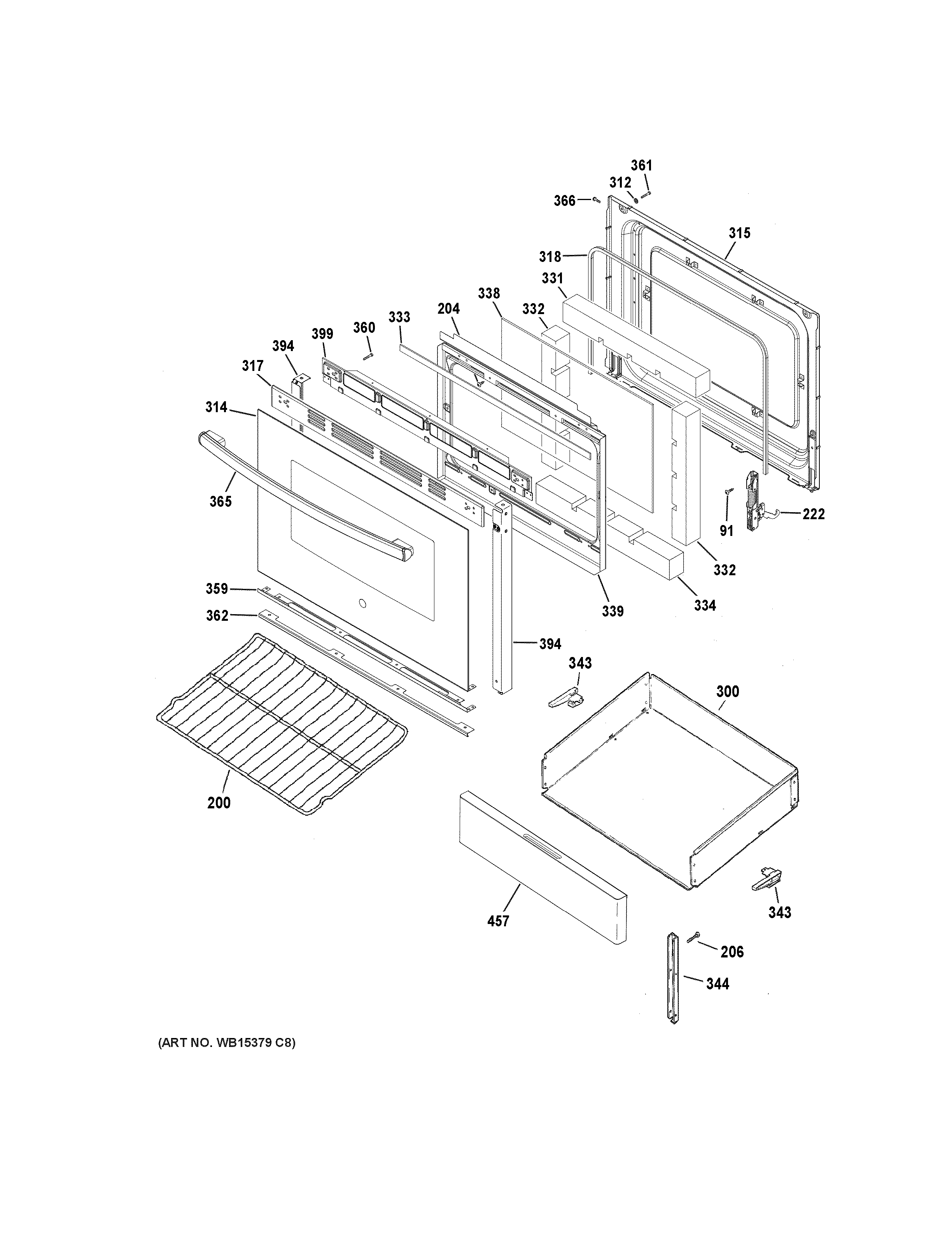 GE JBS360DM1WW door & drawer parts diagram