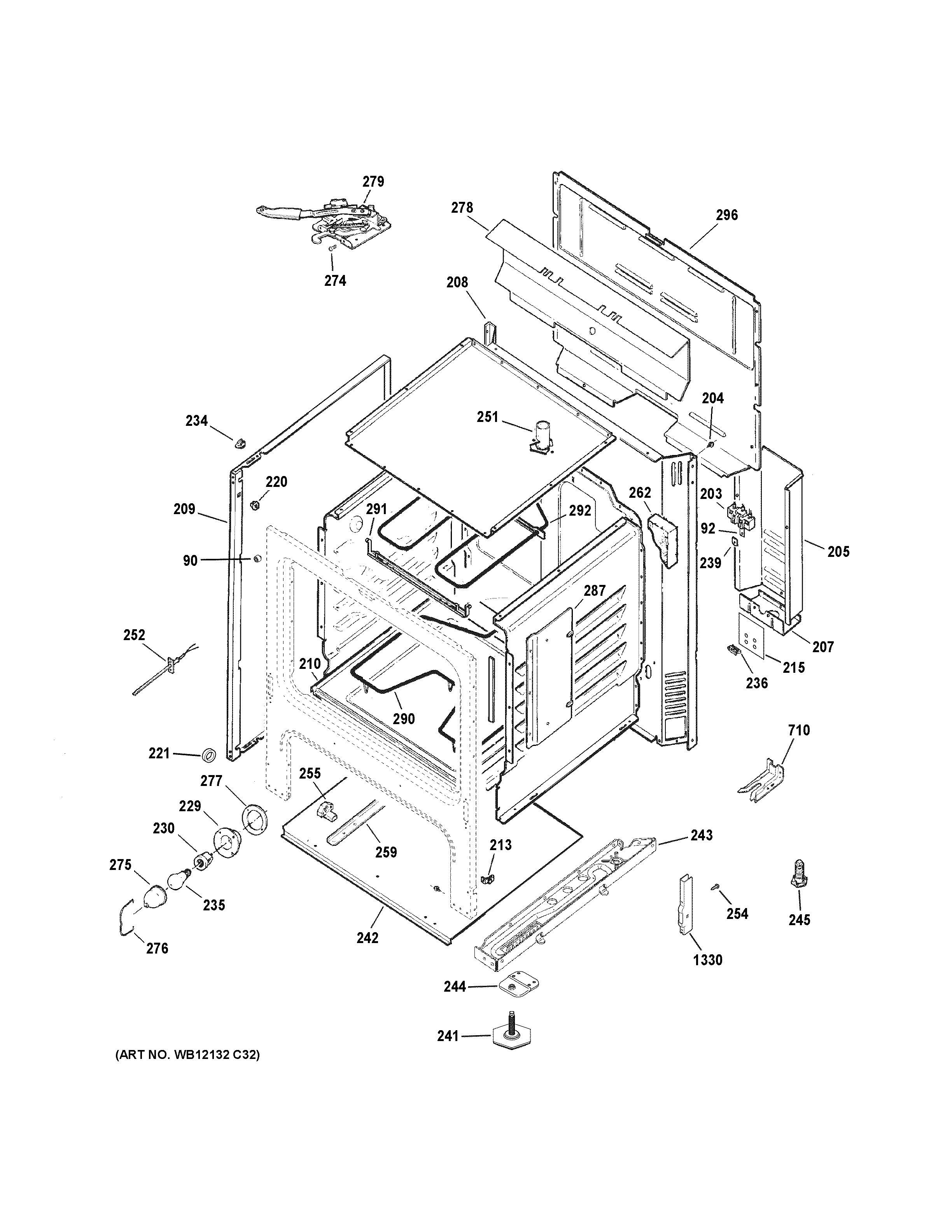 GE JB256DM1CC body parts diagram