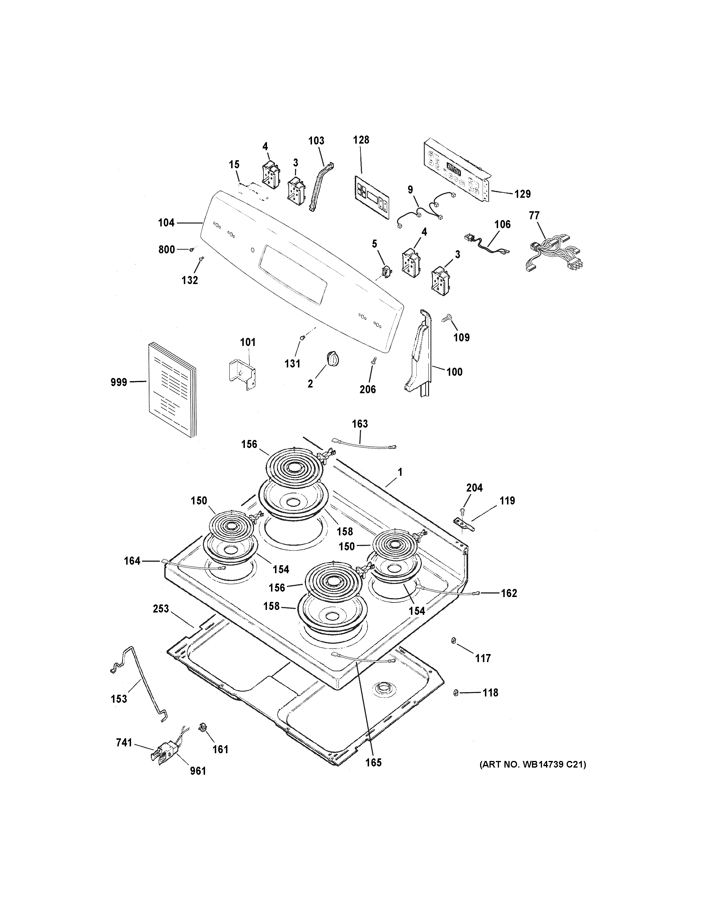 GE JB256RM1SS control panel & cooktop diagram