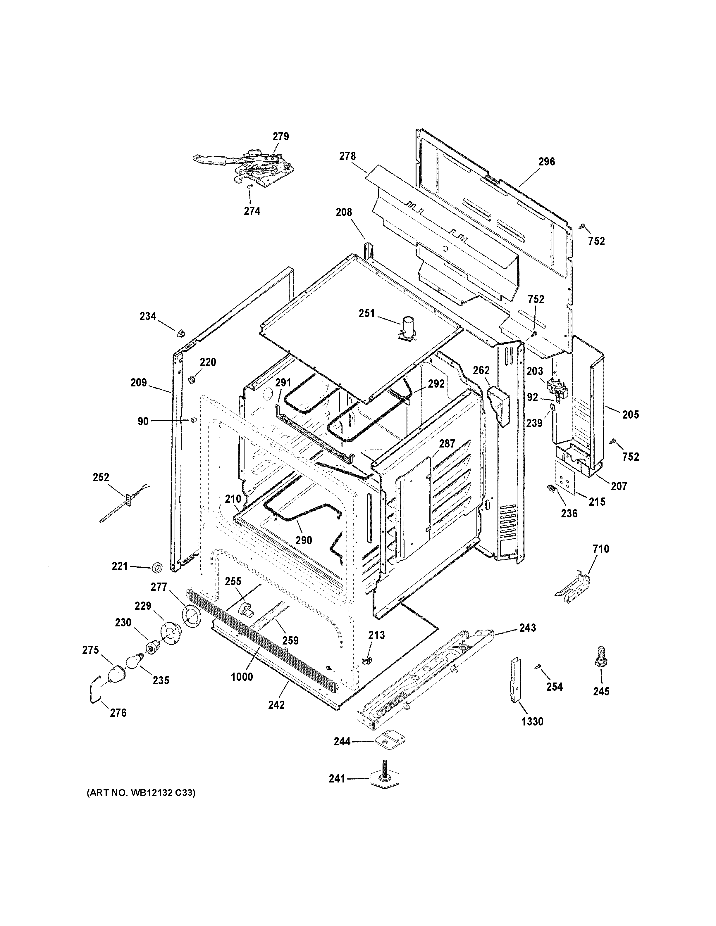 GE JB256RM2SS body parts diagram