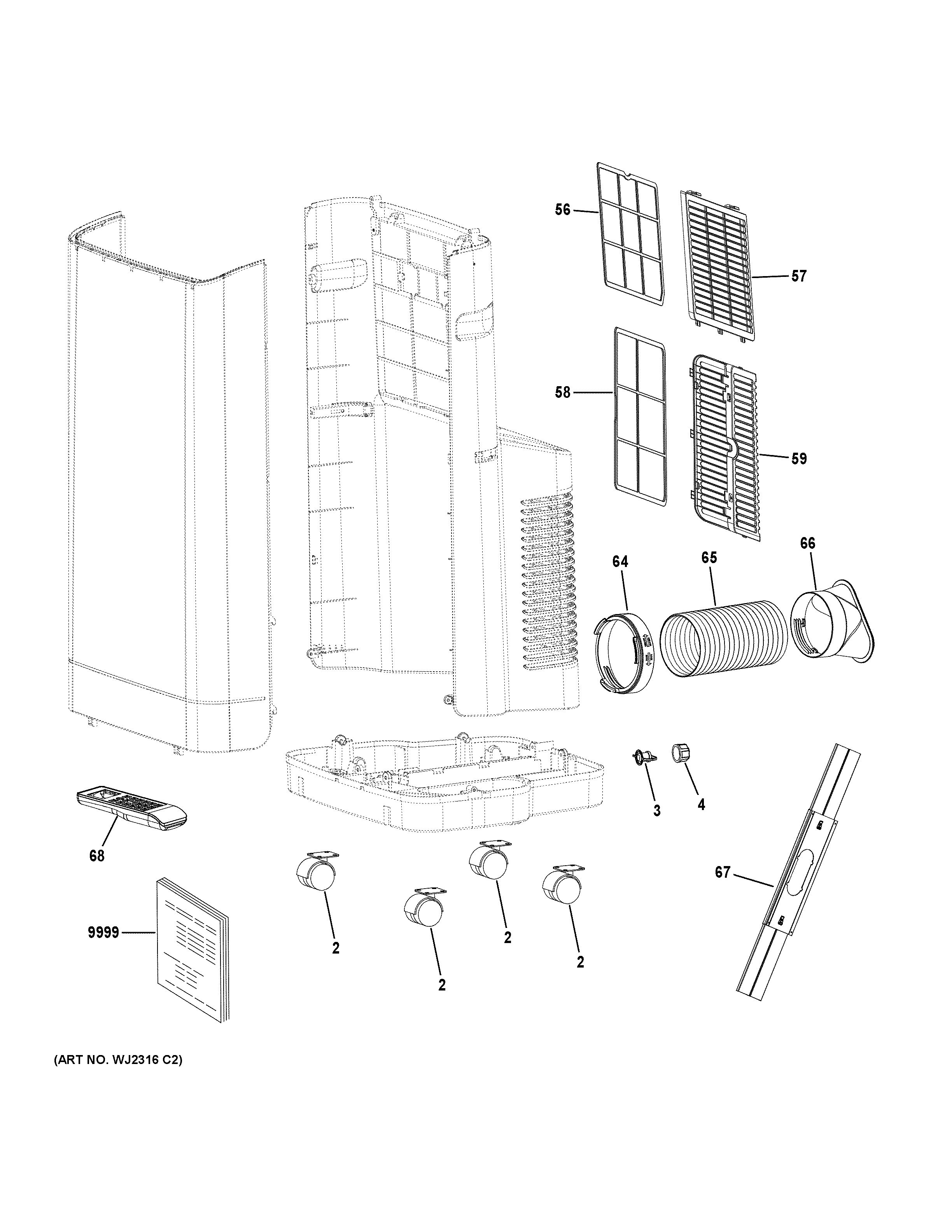 GE APCA10YBBWG1 room air condtioner diagram