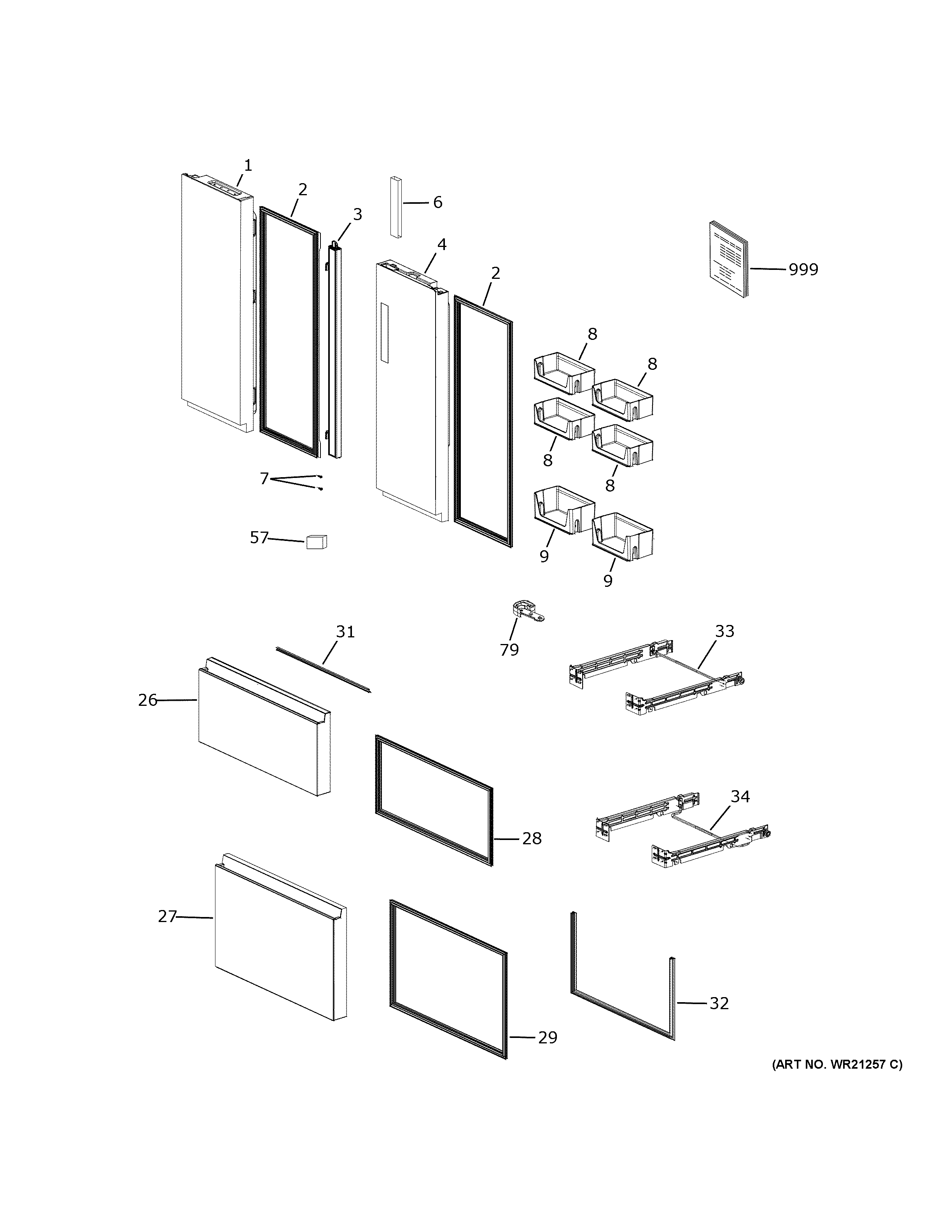 Haier QJS15HYRBFS doors diagram