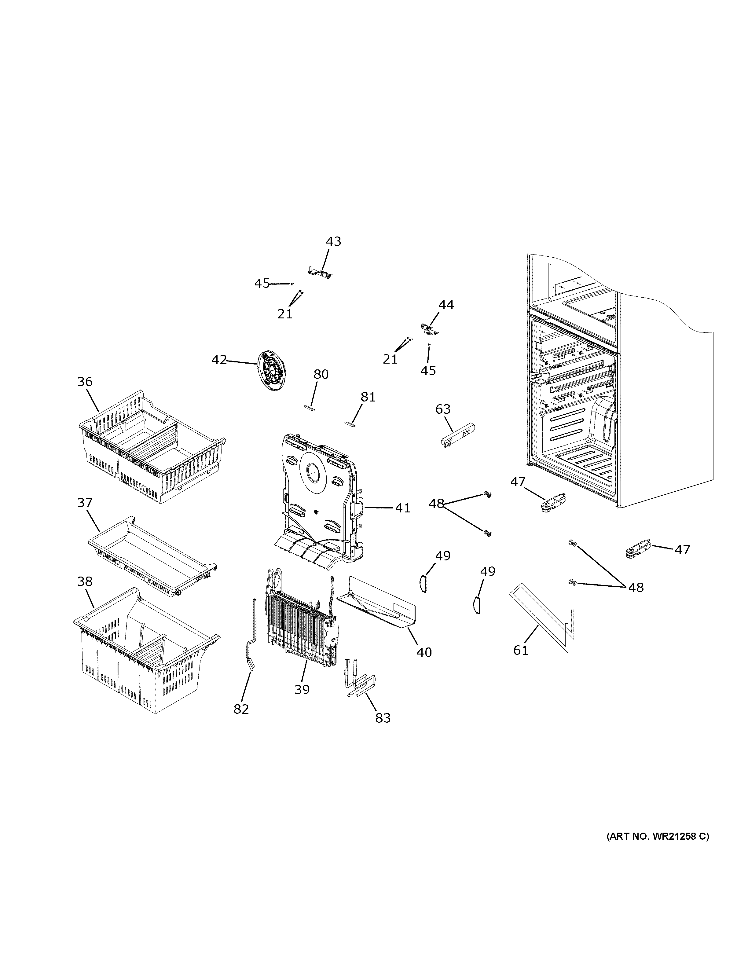 Haier QJS15HYRBFS freezer section diagram