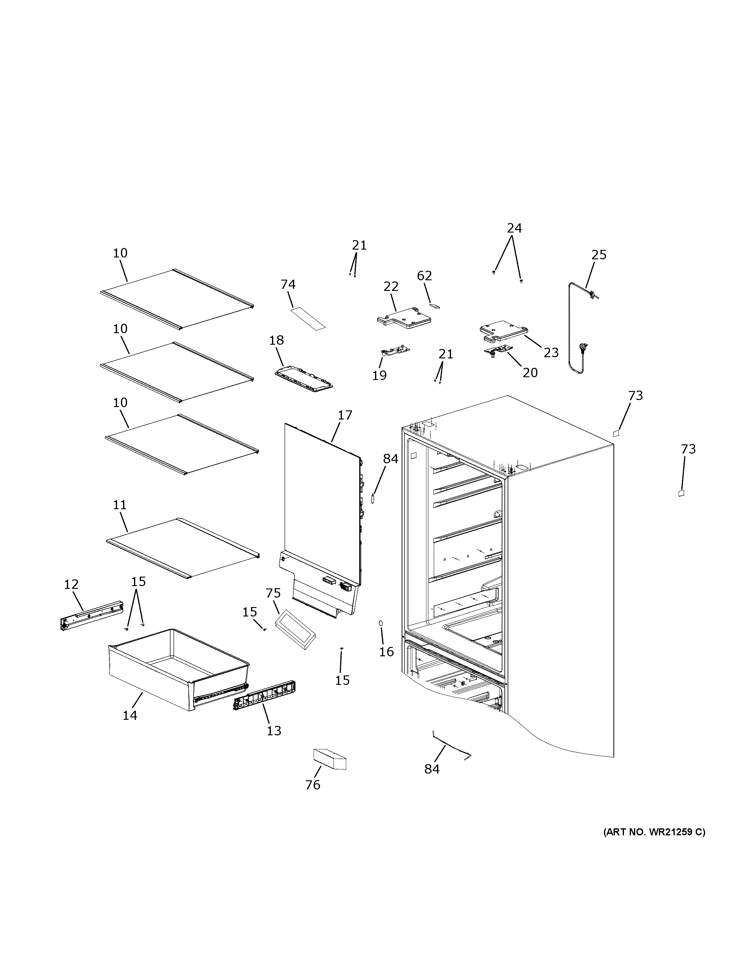 Haier QJS15HYRBFS fresh food section diagram