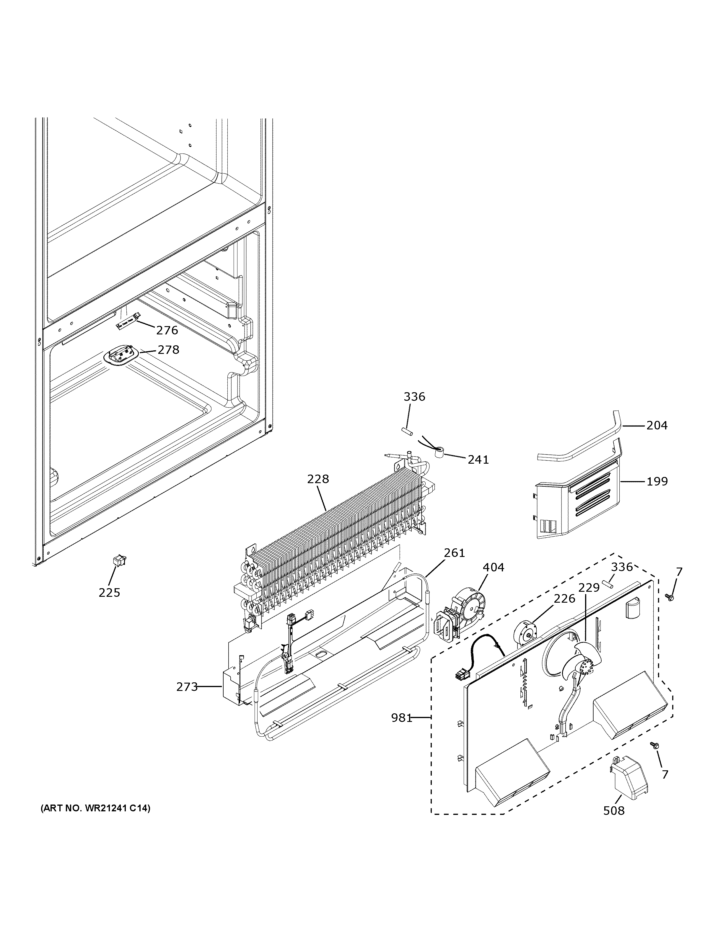 GE GYE18JEMTFDS freezer section diagram