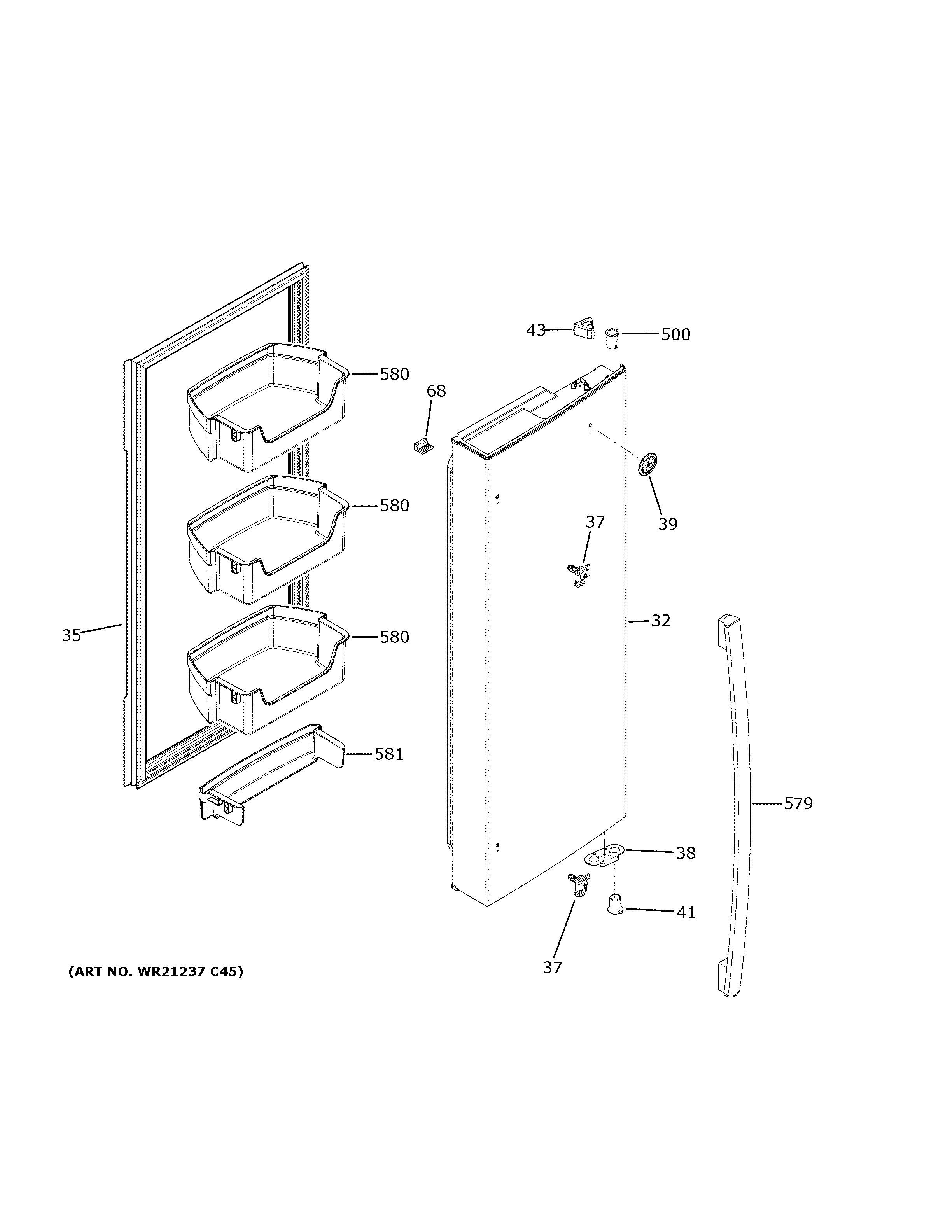 GE GNE21FMKTFES fresh food door - rh diagram