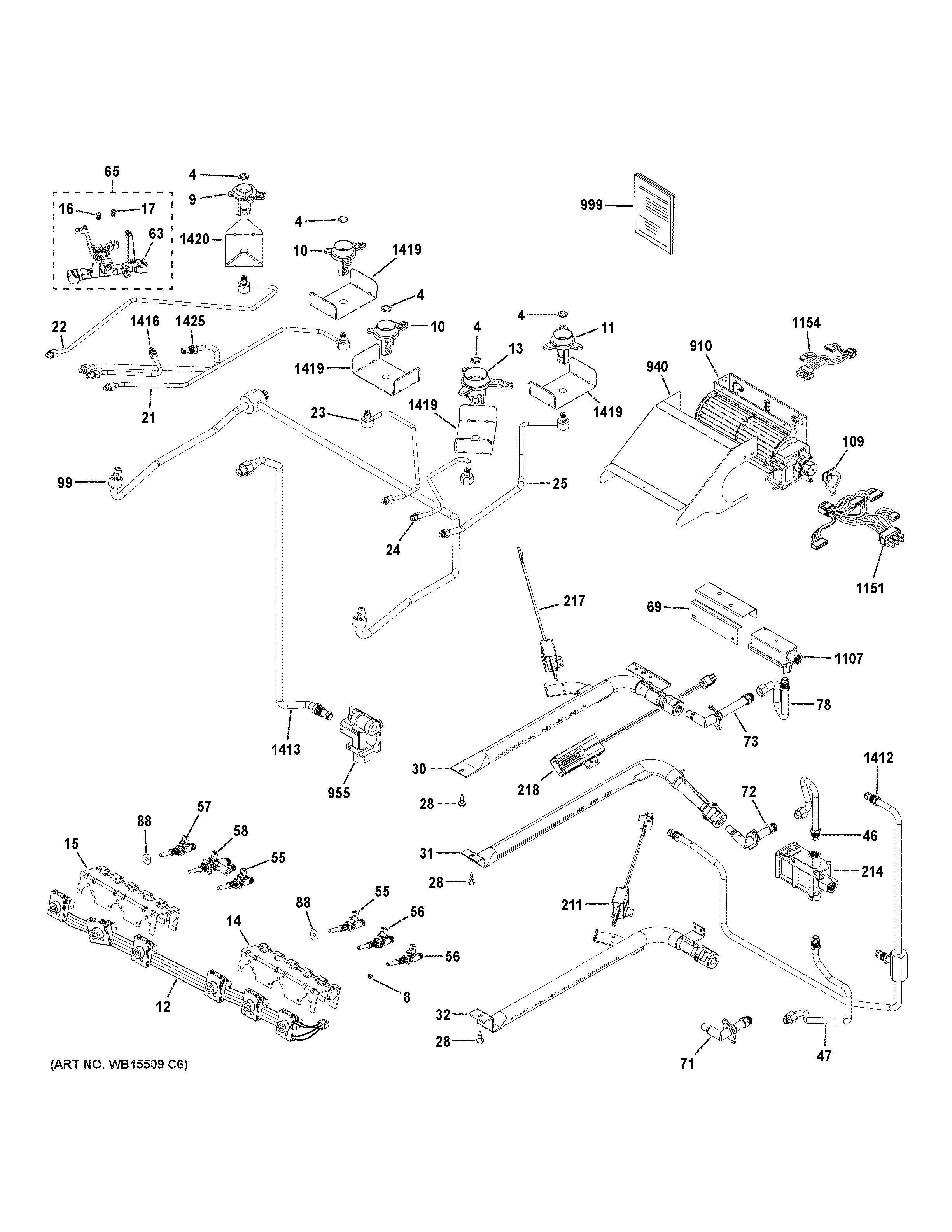GE CGS995EEL1DS gas & burner parts diagram