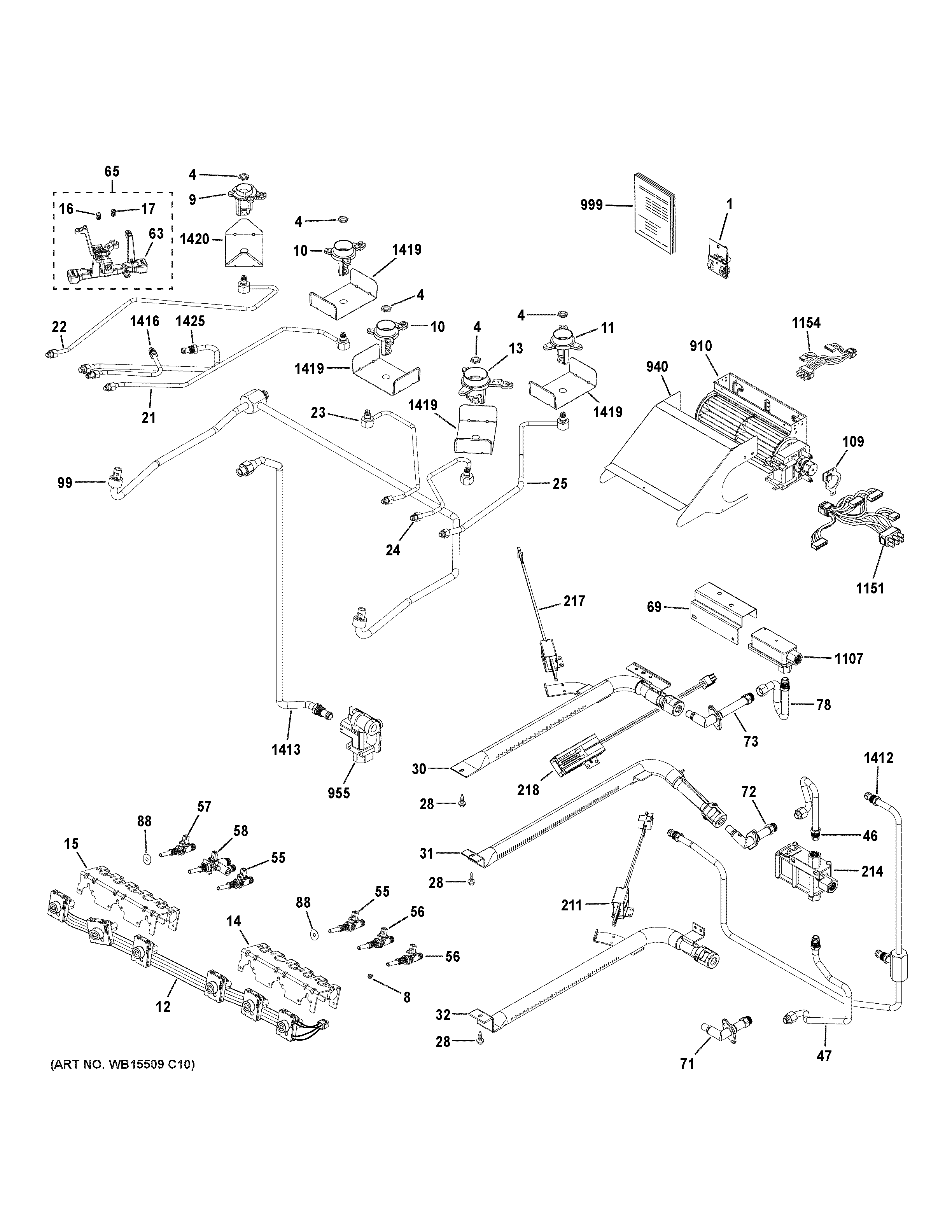GE CGS995EEL2DS gas & burner parts diagram