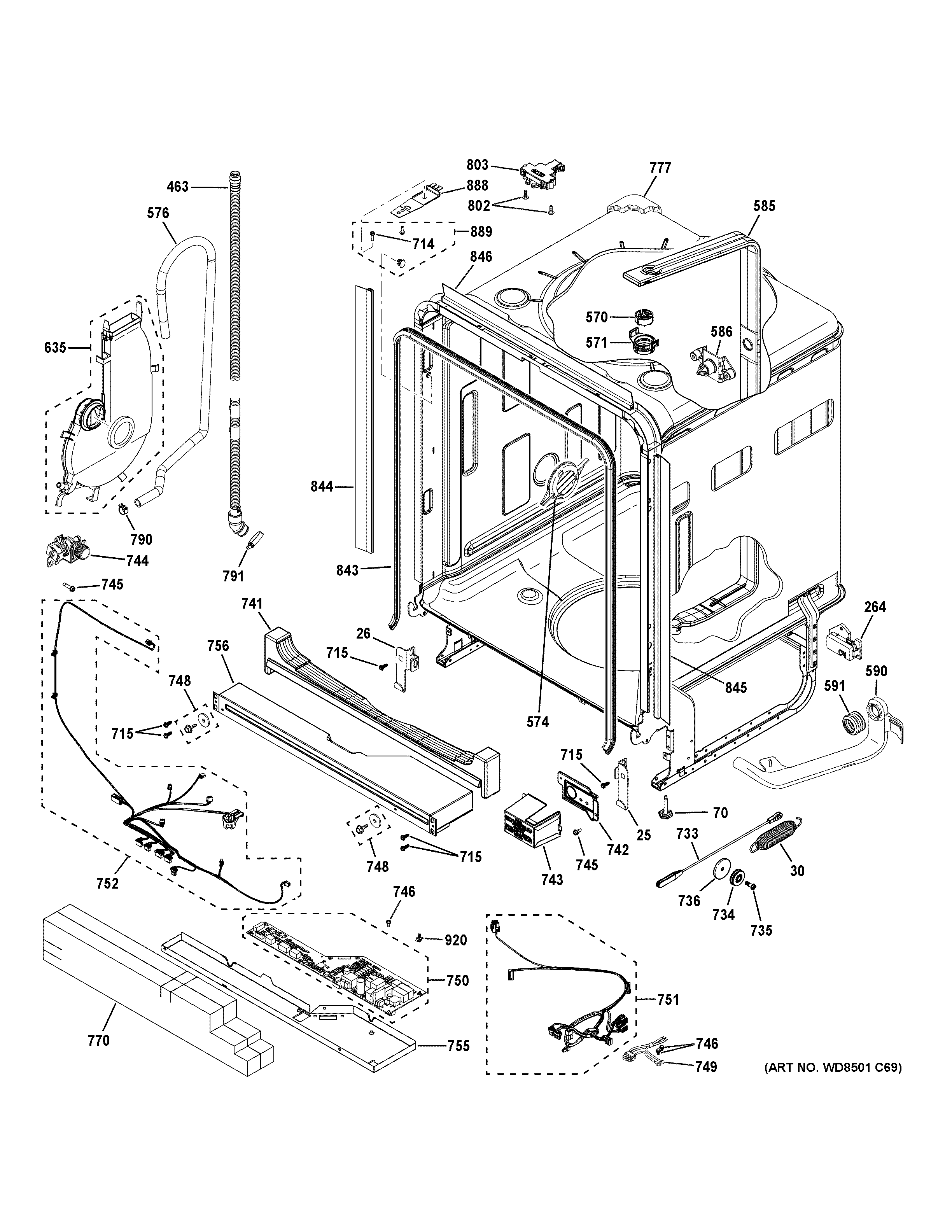 GE PDT775SBN6TS body parts (1) diagram
