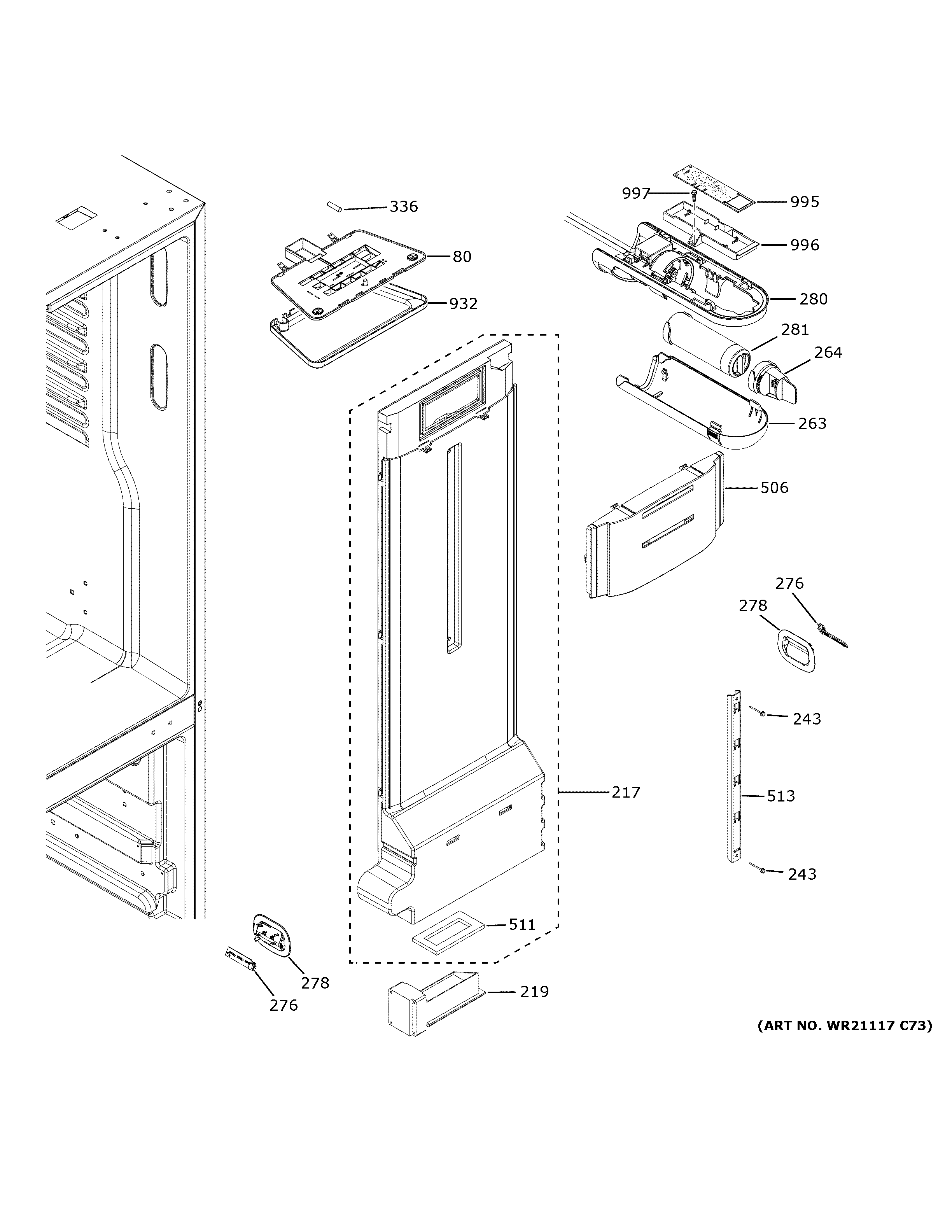 GE GNE27EYMTFFS fresh food section diagram