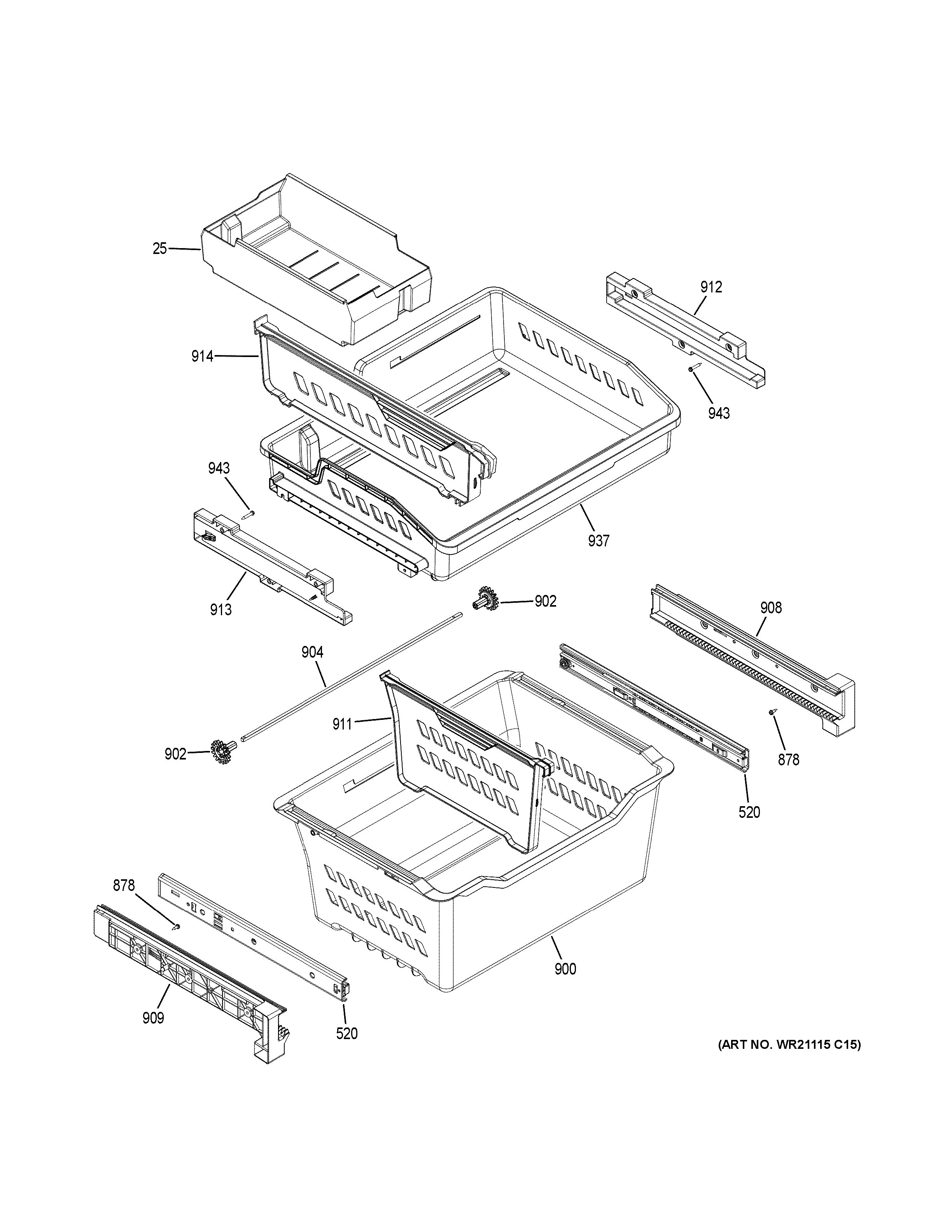 GE GNE27JYMTFFS freezer shelves diagram