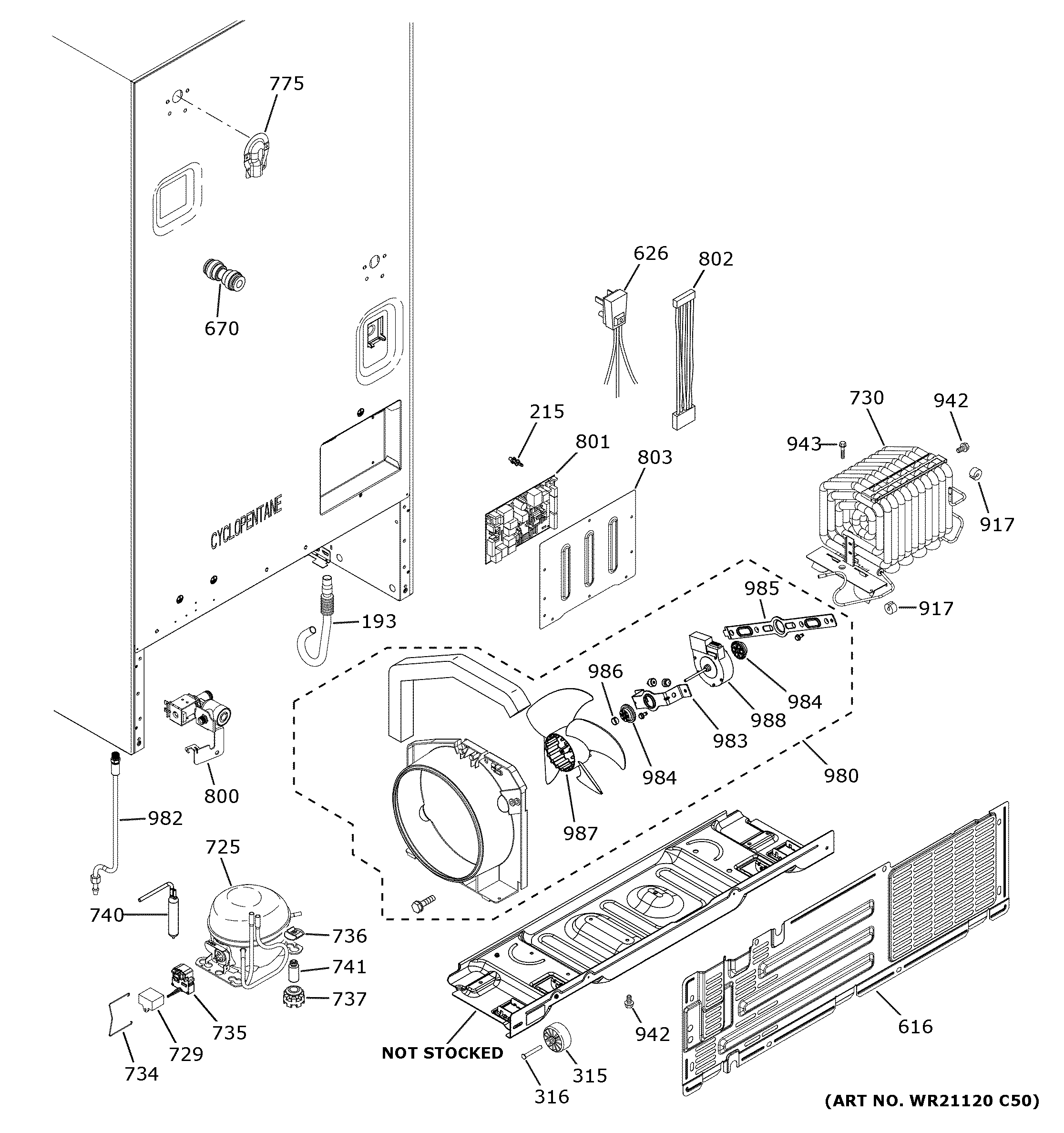 GE CFE26KP2TNS1 machine compartment diagram