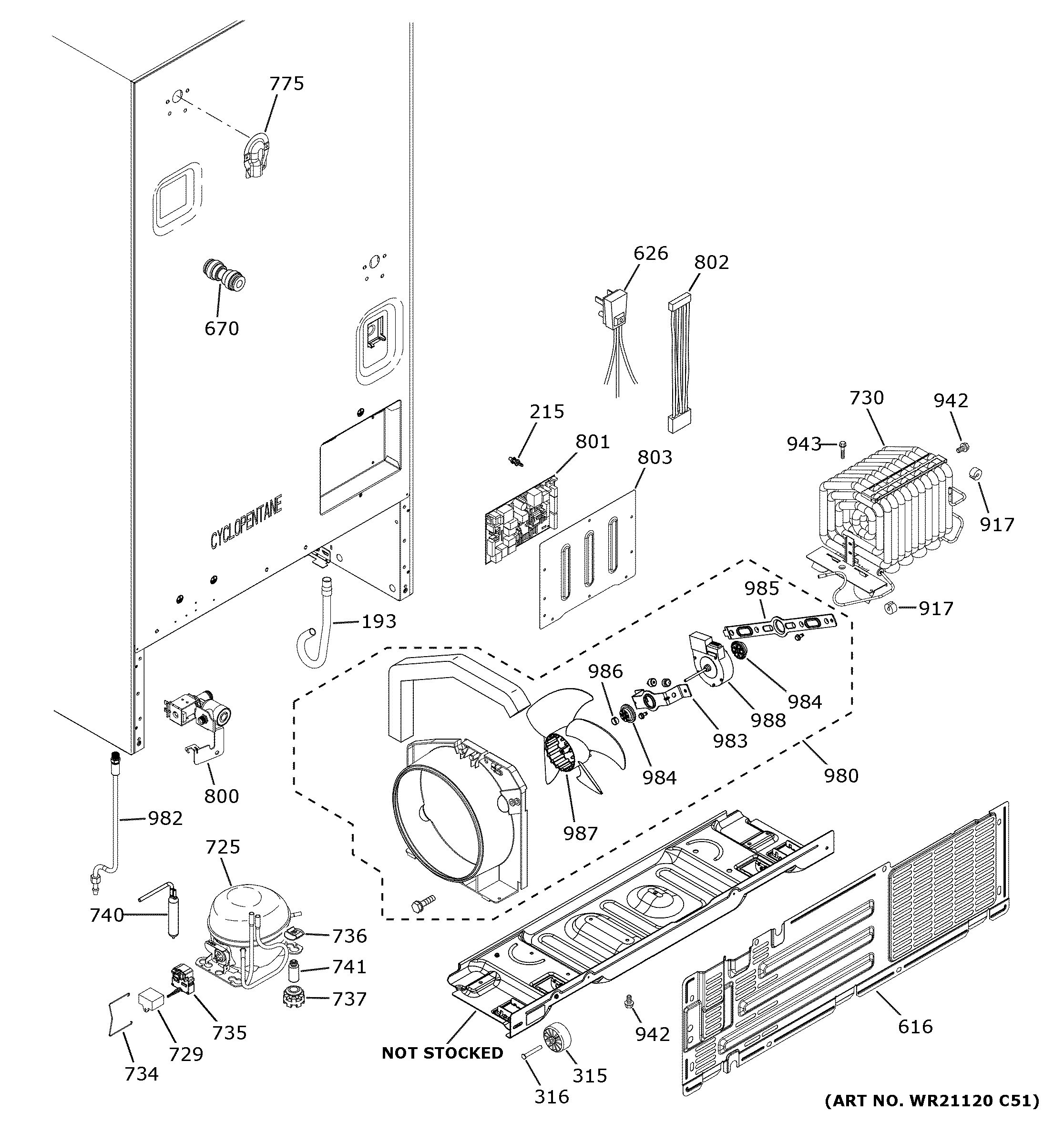 GE GFE26JGMTFBB machine compartment diagram