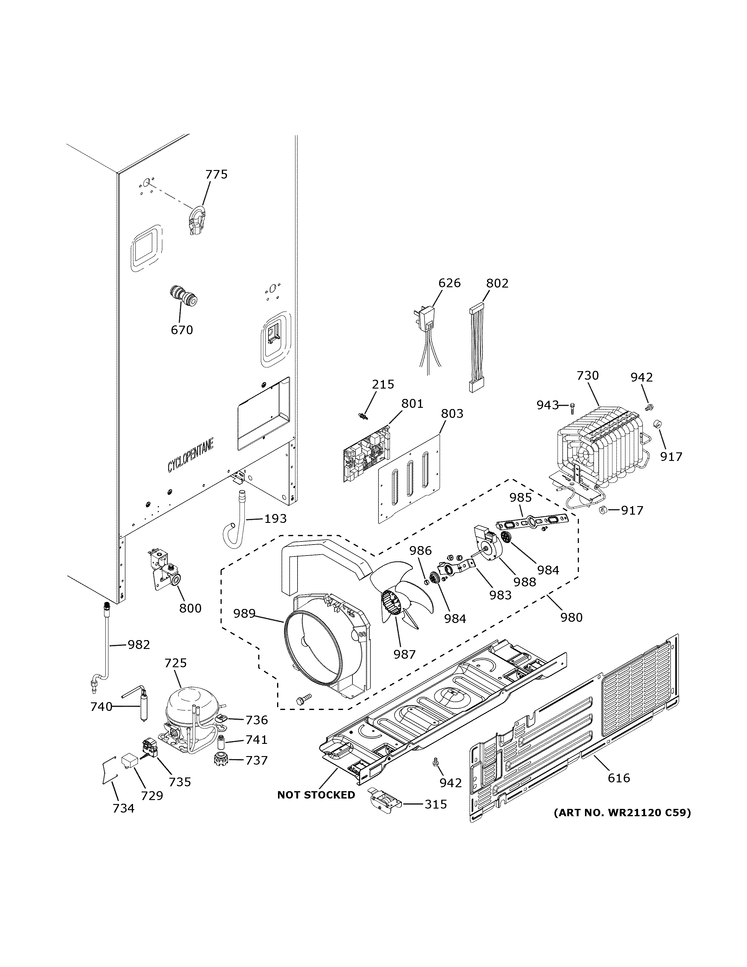 GE GFE24JGKTFWW machine compartment diagram