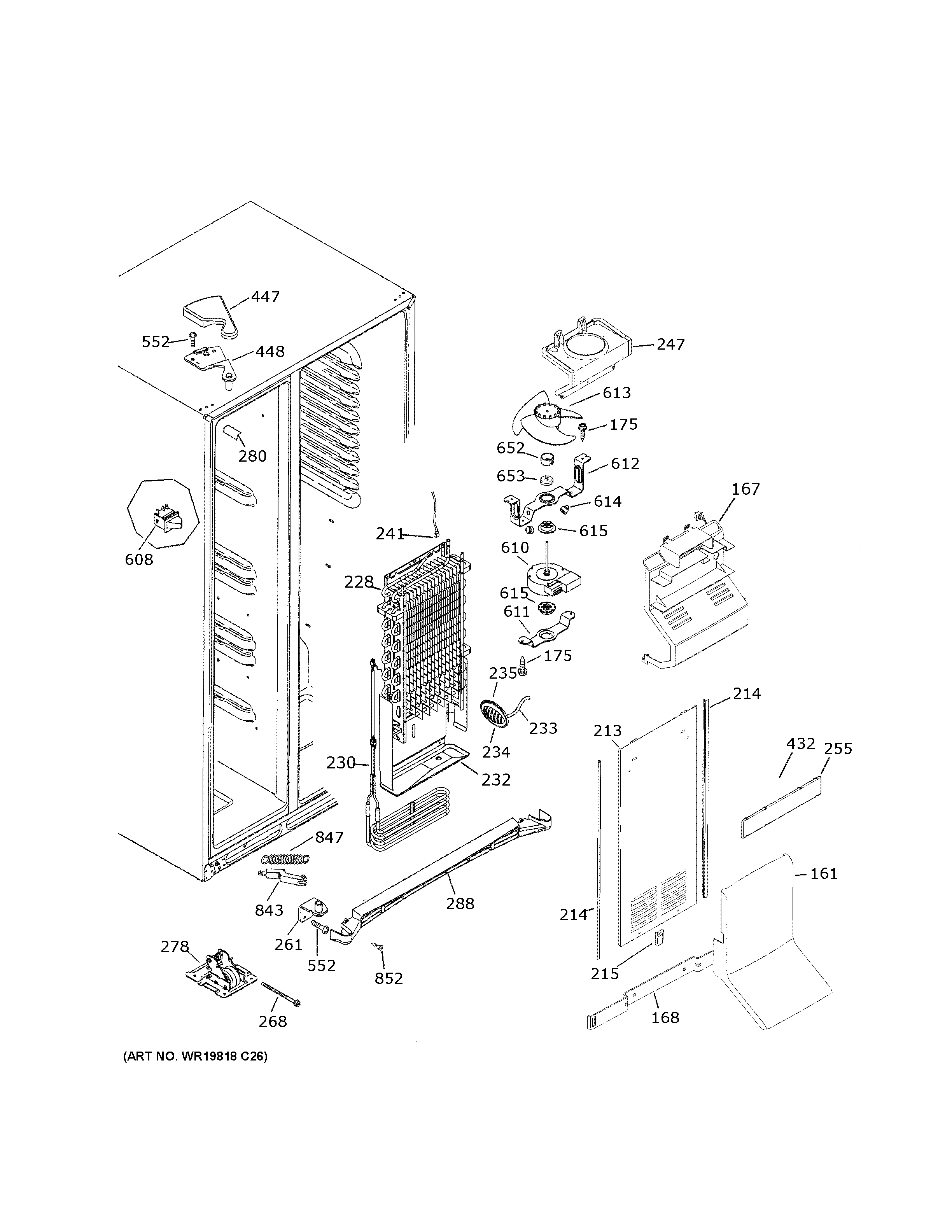 GE GSS23GGPECWW freezer section diagram