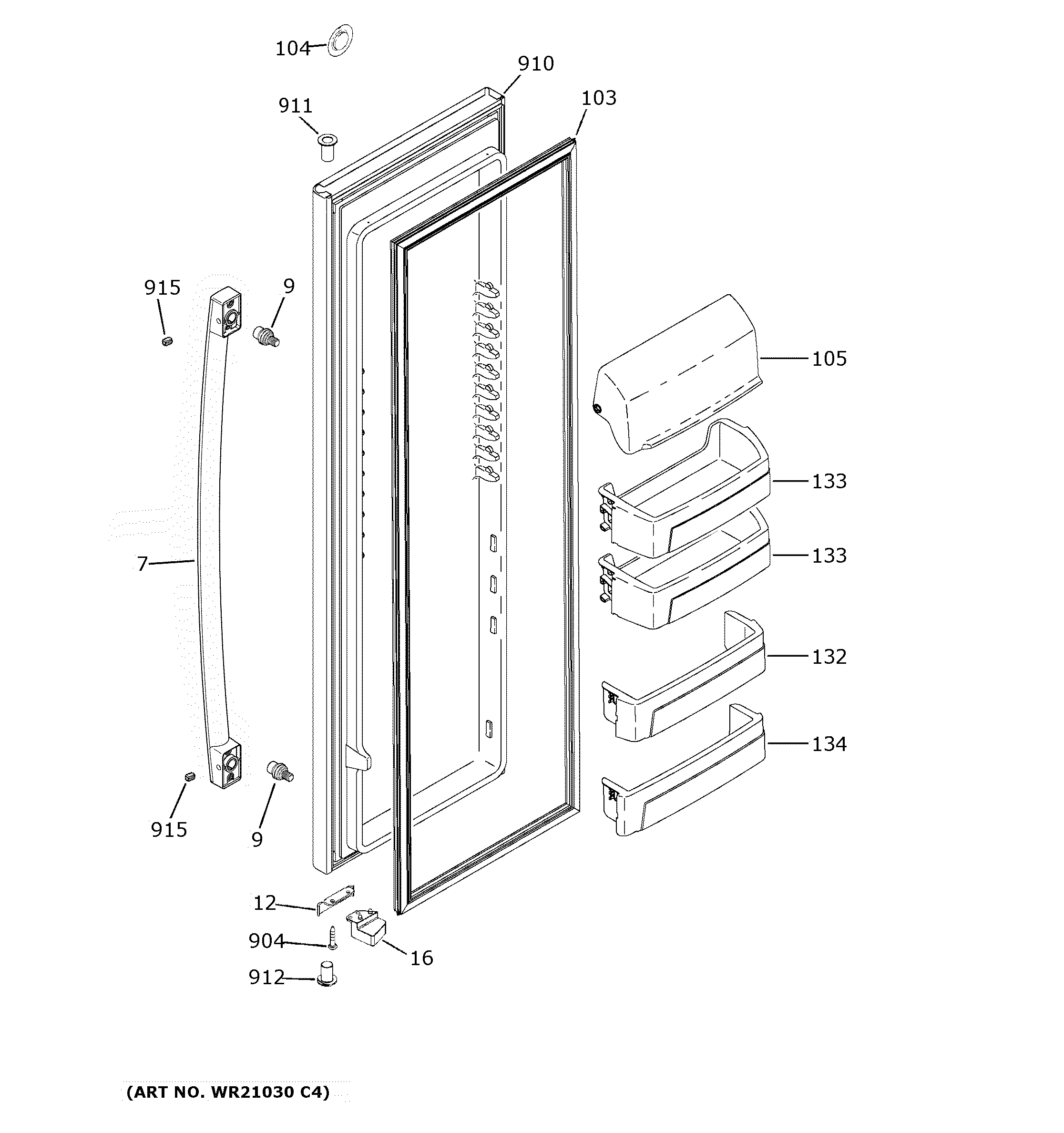 GE GZS22DGJWFBB fresh food door diagram