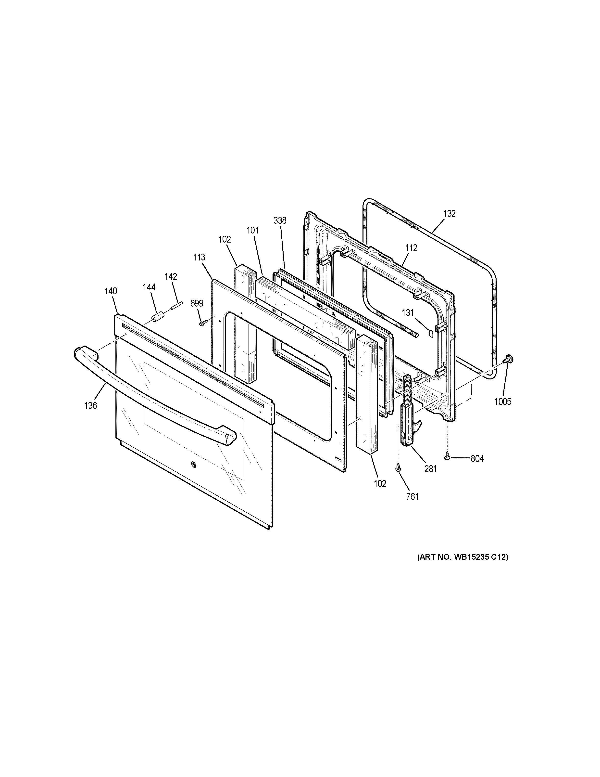 GE JD630DF8BB door diagram