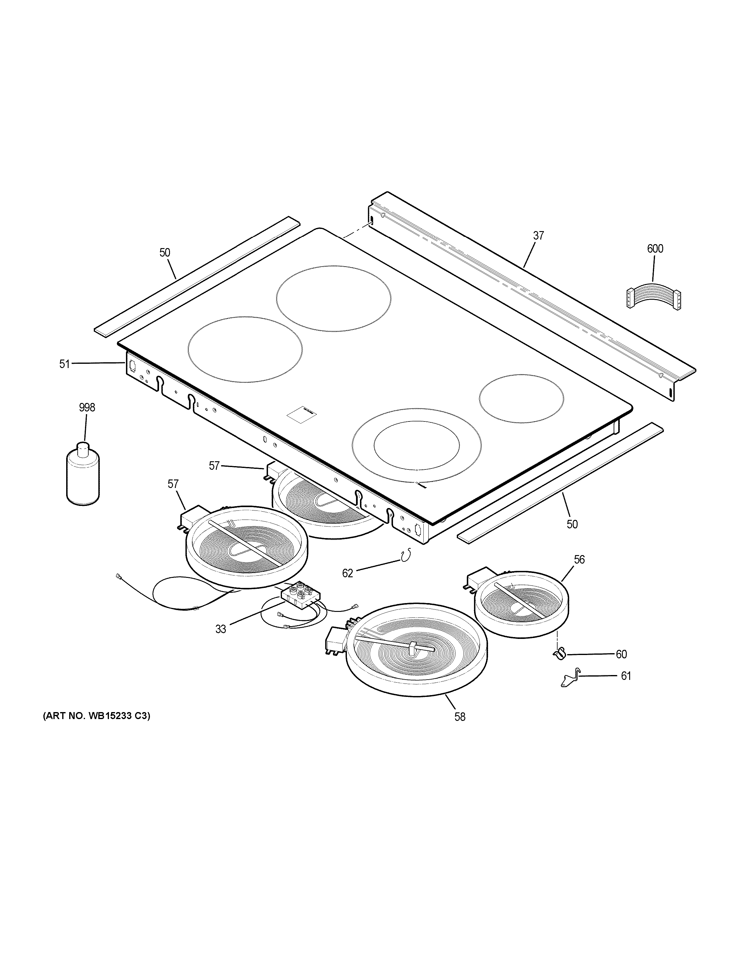 GE JD630DF8WW cooktop diagram