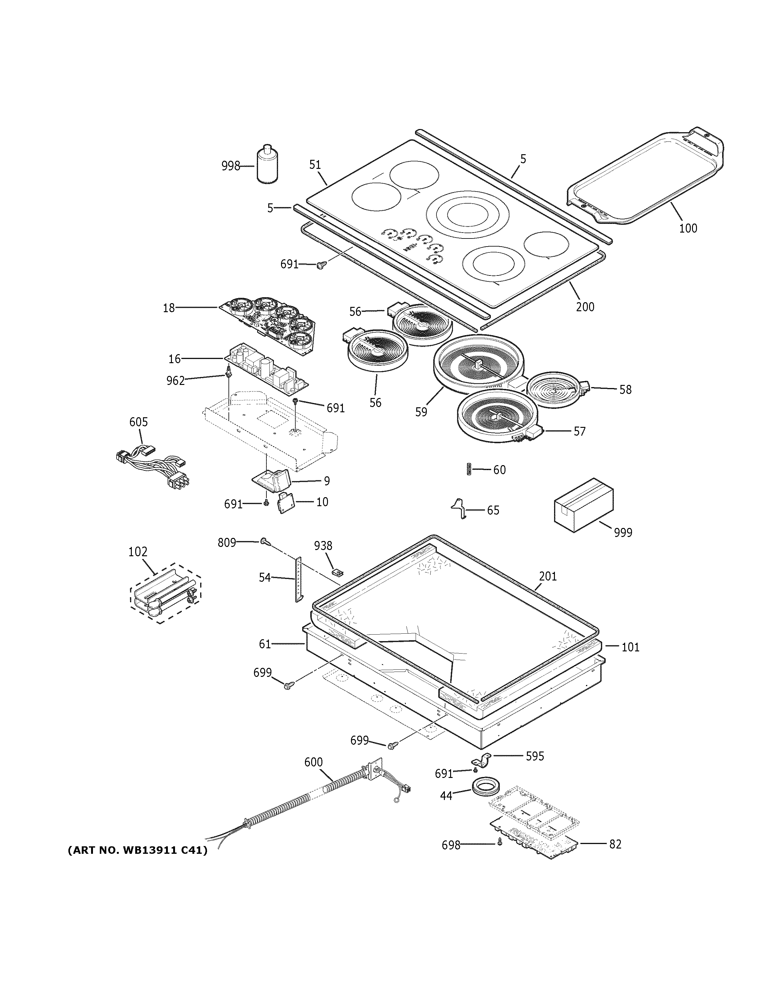 GE CEP90362N1SS control panel & cooktop diagram