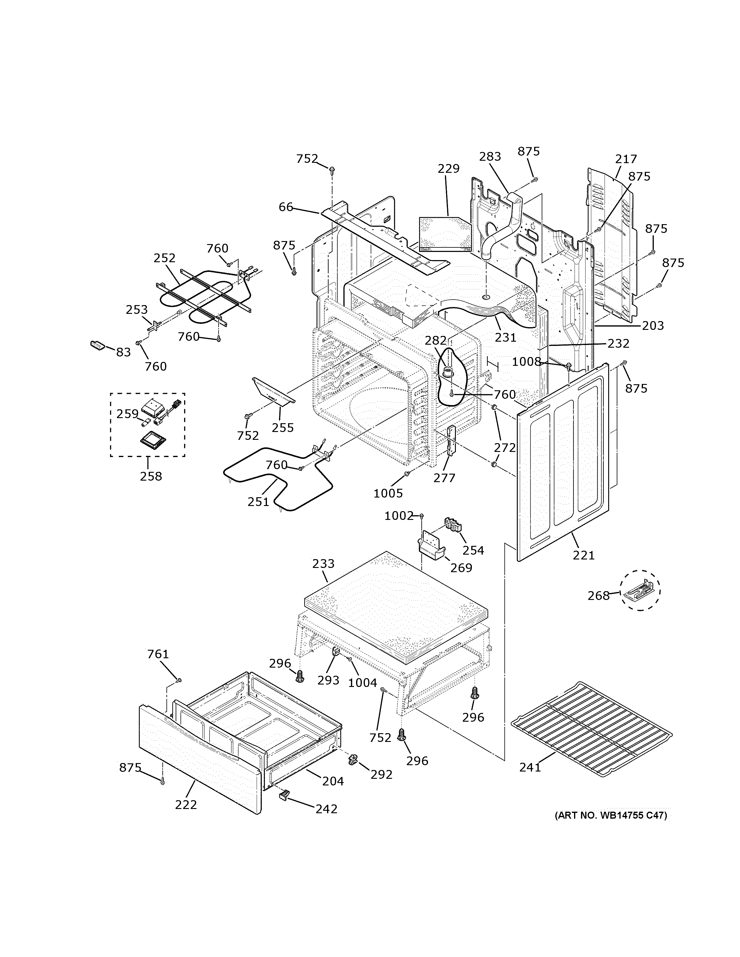 GE JBS60DK8WW body parts diagram