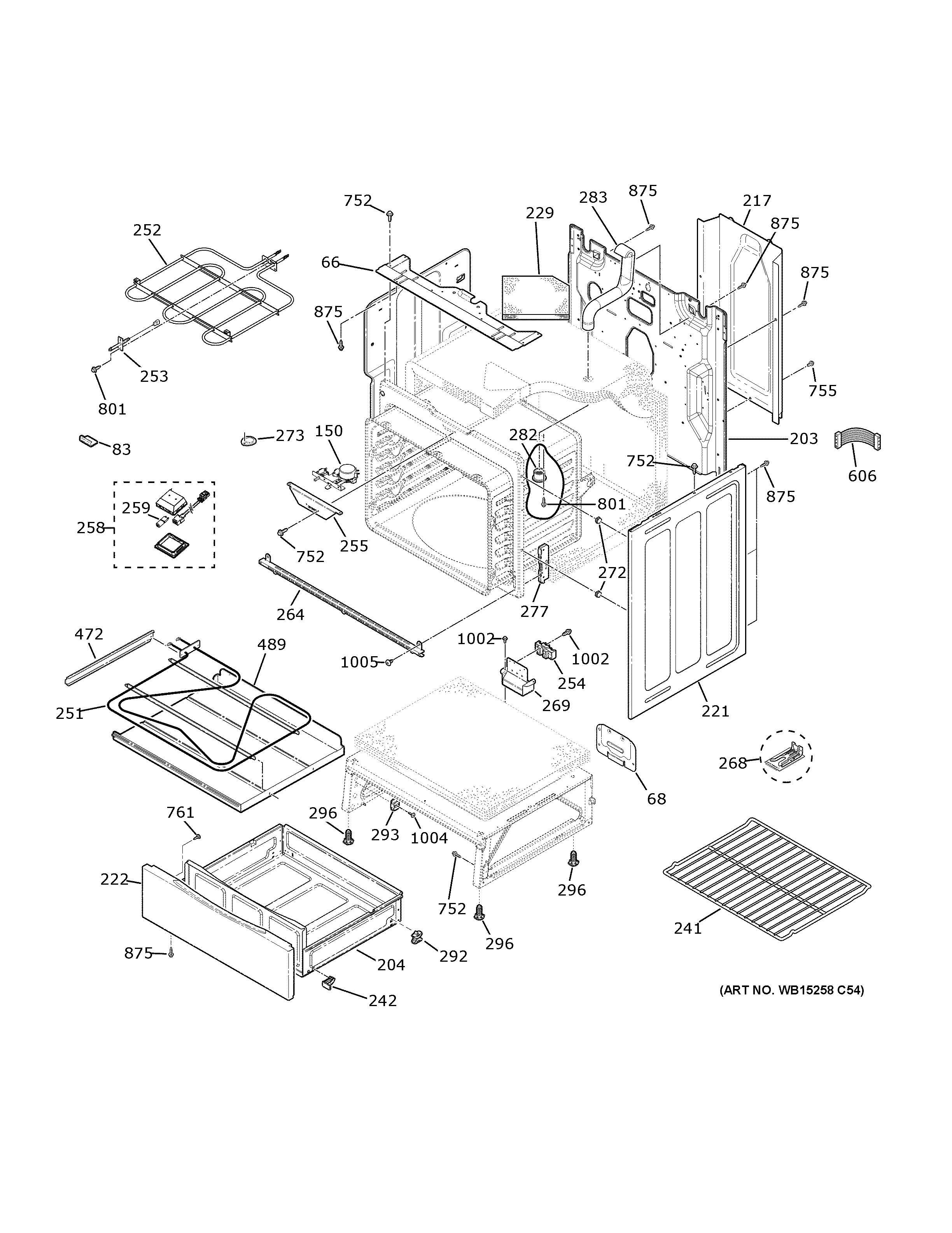 GE JB735DP3WW body parts diagram