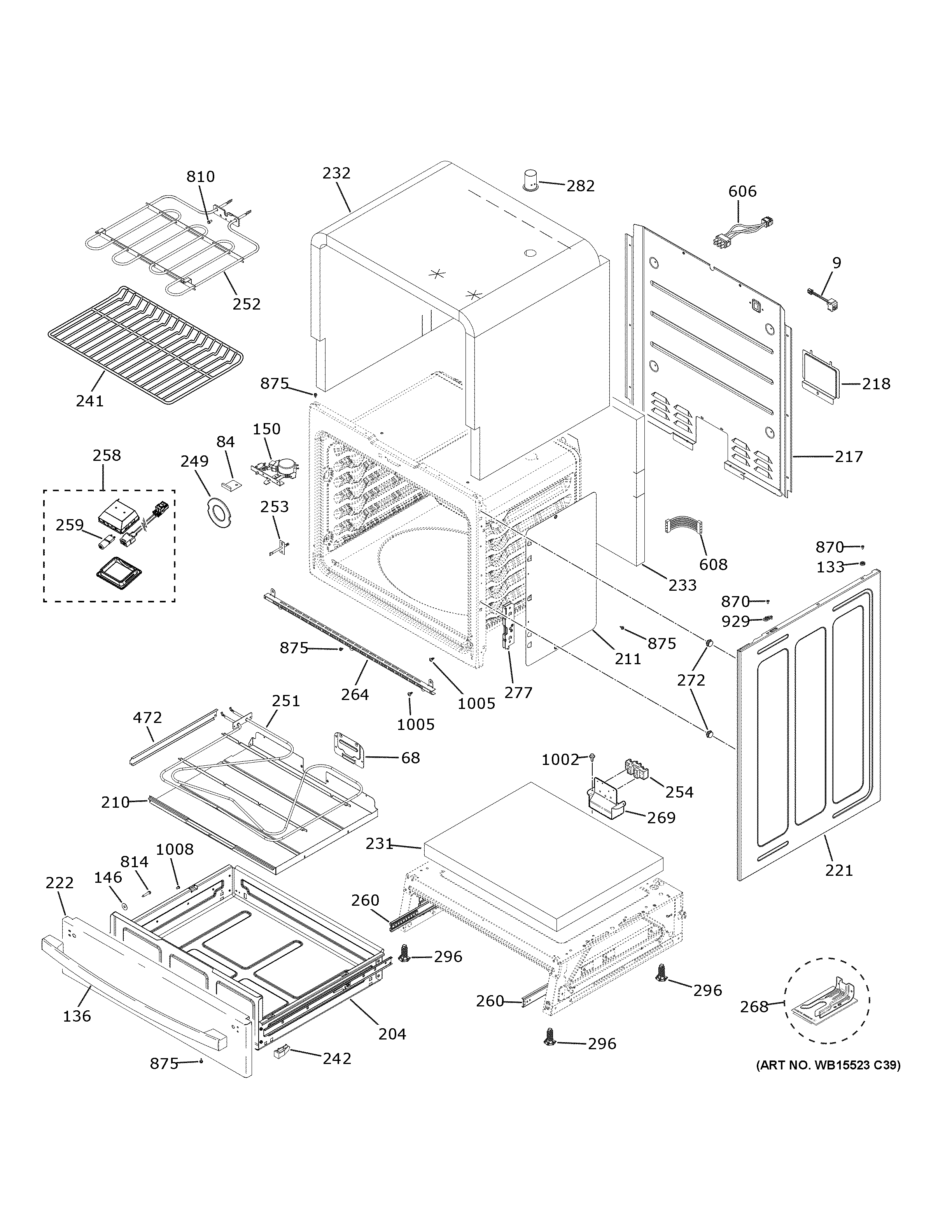 GE JS760DP4BB body parts diagram