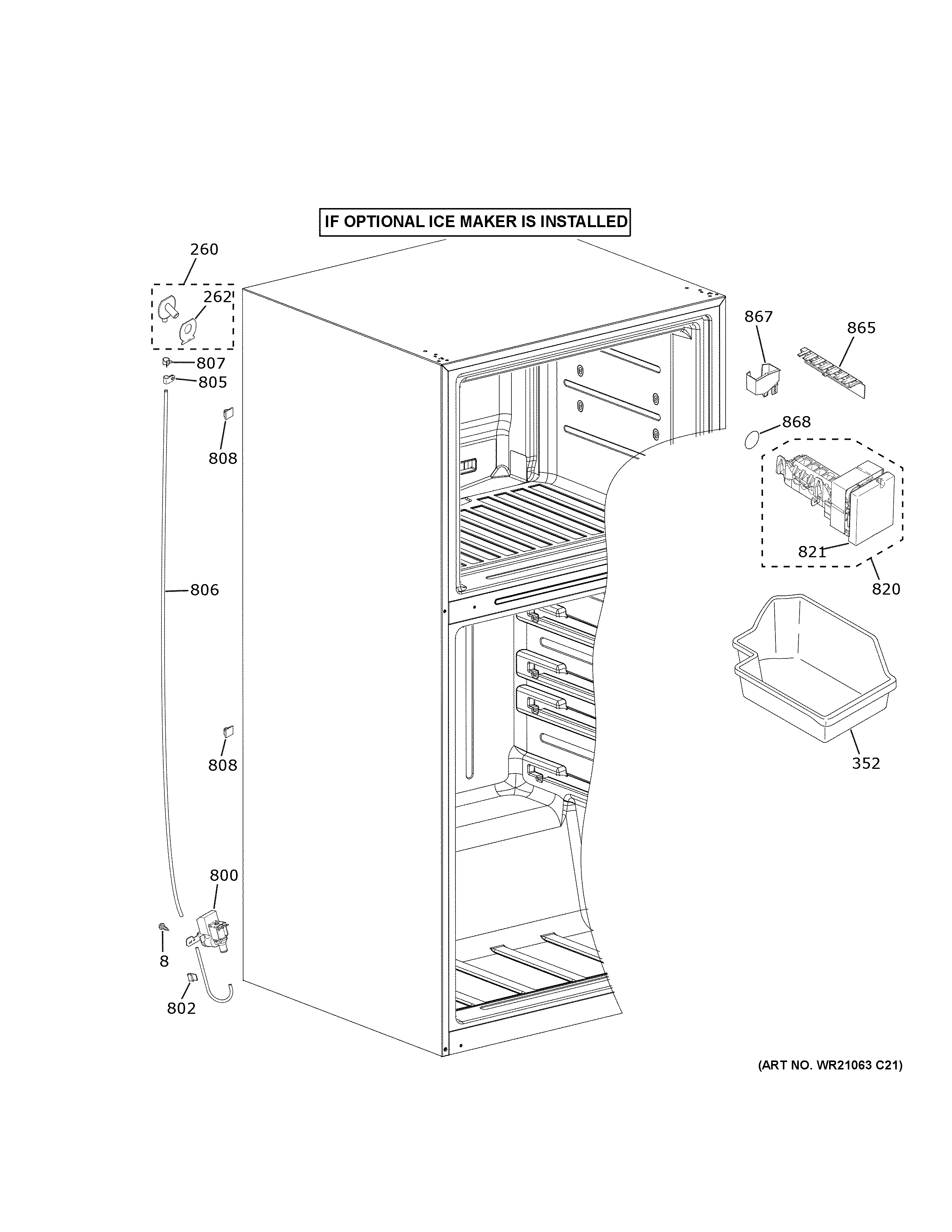 GE GTE21GTHGWW ice maker diagram