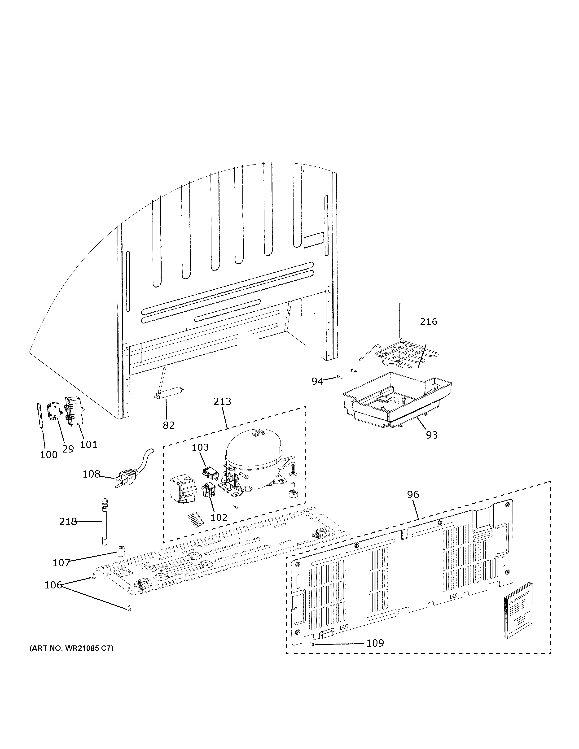 GE GTE21GTHGBB machine compartment diagram