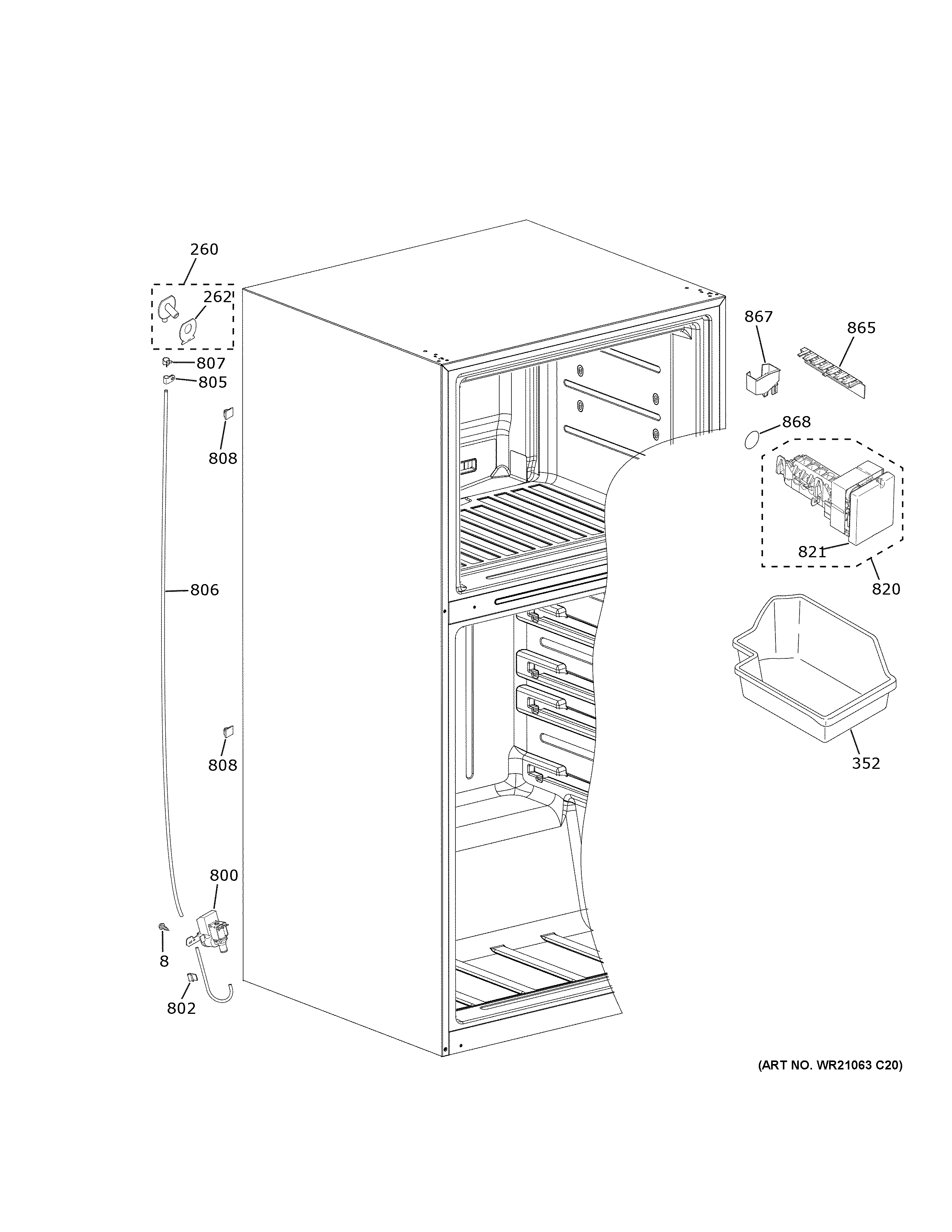 GE GIE21GTHGWW ice maker diagram