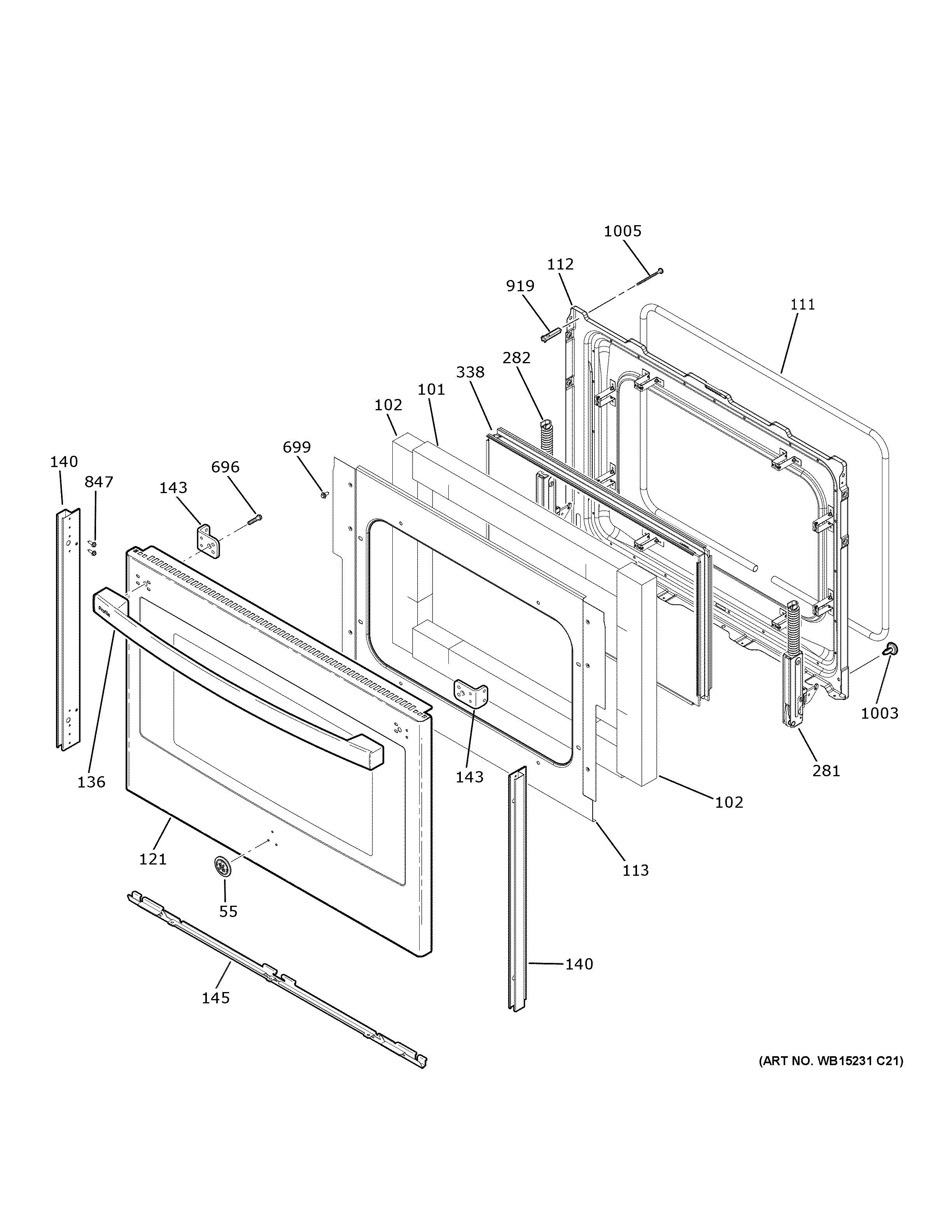 GE PS960YP5FS lower door diagram