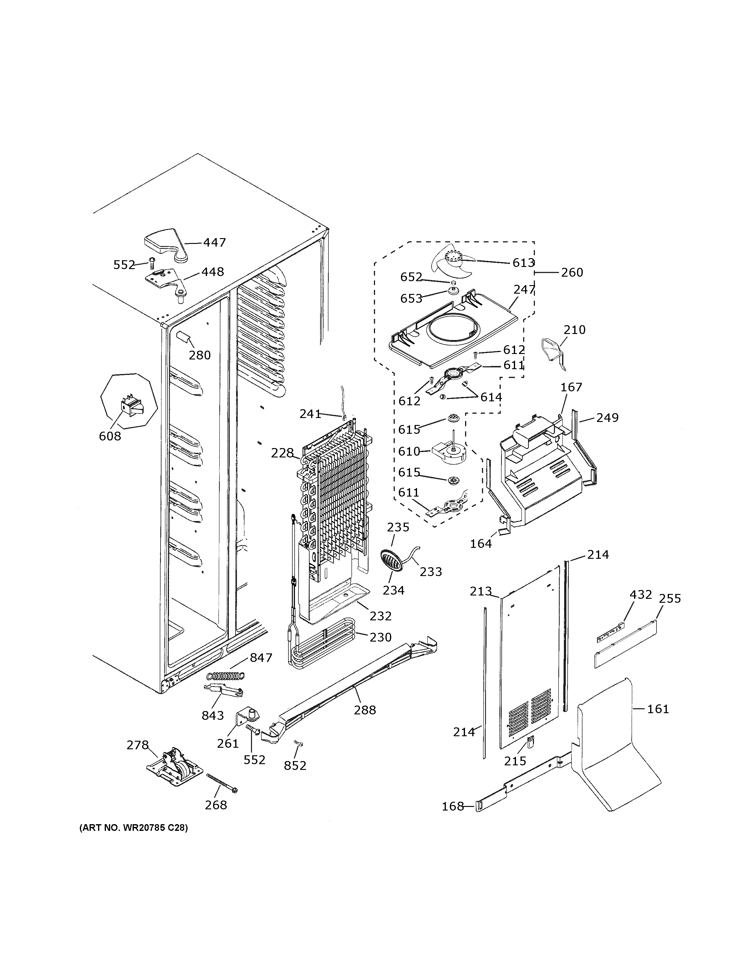 GE PSS28KYHECFS freezer section diagram
