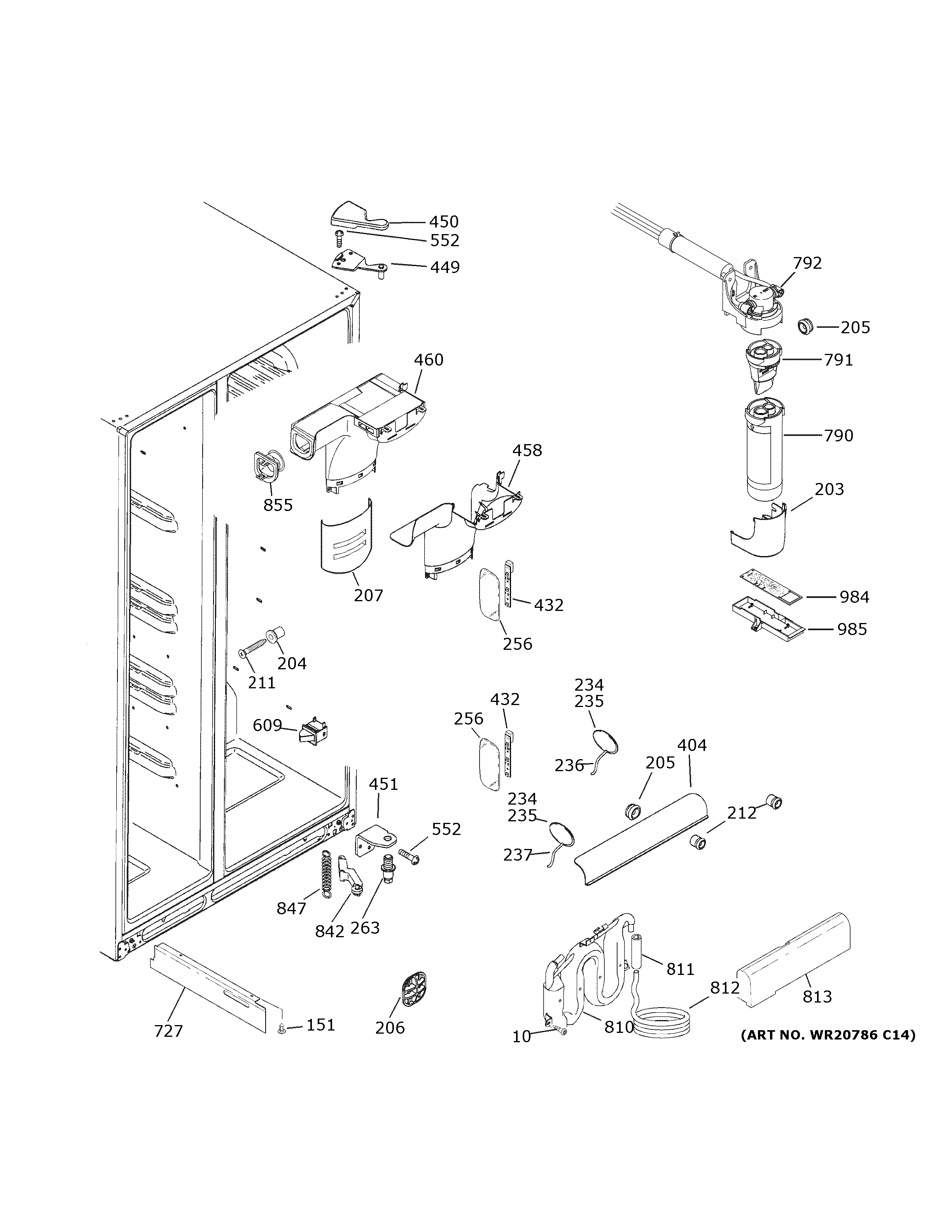 GE PSS28KYHECFS fresh food section diagram