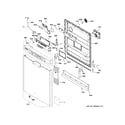 GE GDF530PGM4BB escutcheon & door assembly diagram